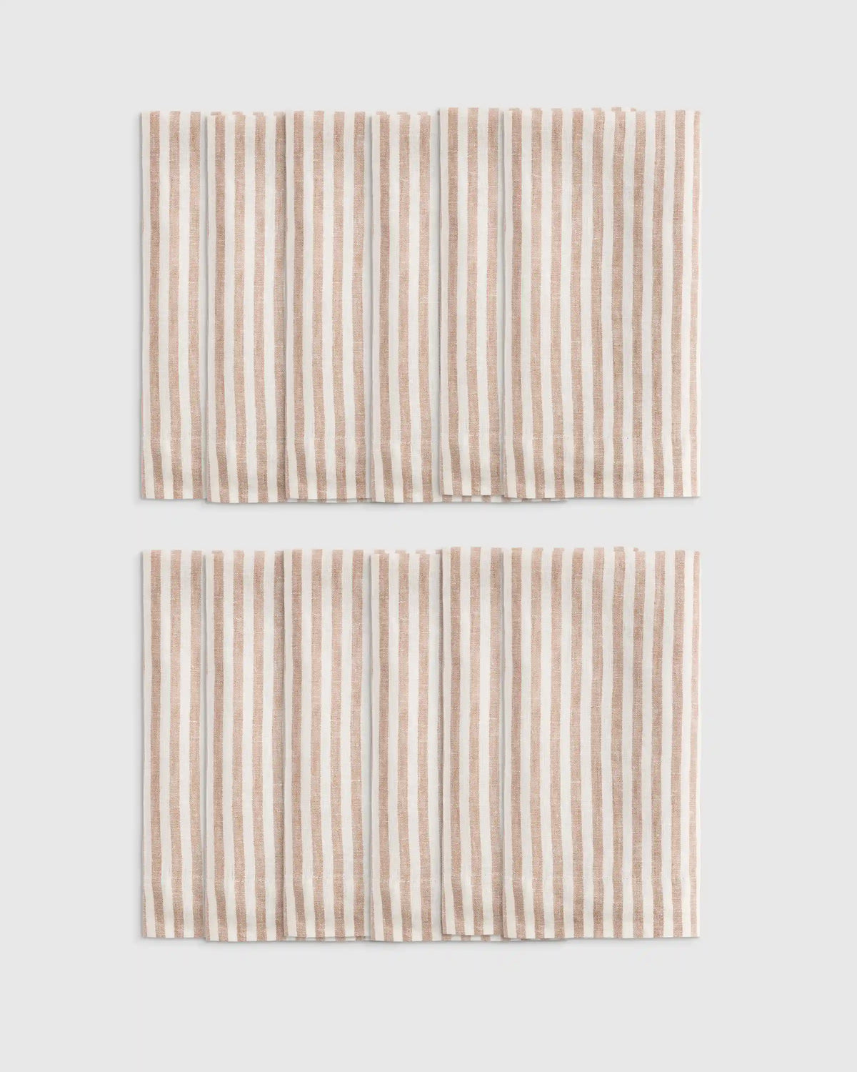 European Linen Wide-Hem Stripe Napkins, Set of 12