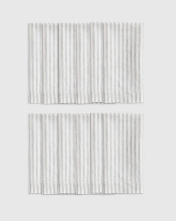 European Linen Wide-Hem Stripe Napkins, Set of 12