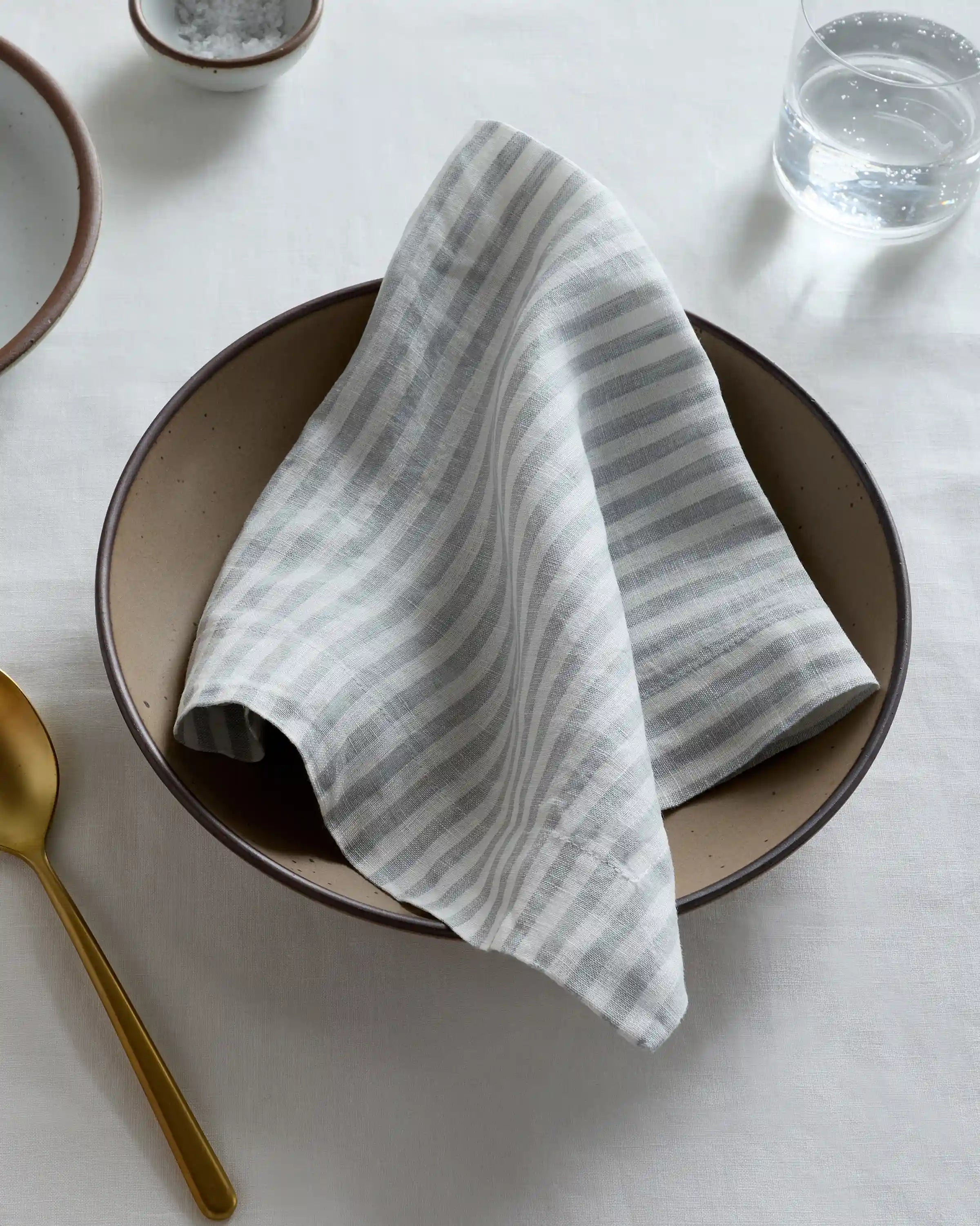 European Linen Wide-Hem Stripe Napkins, Set of 12