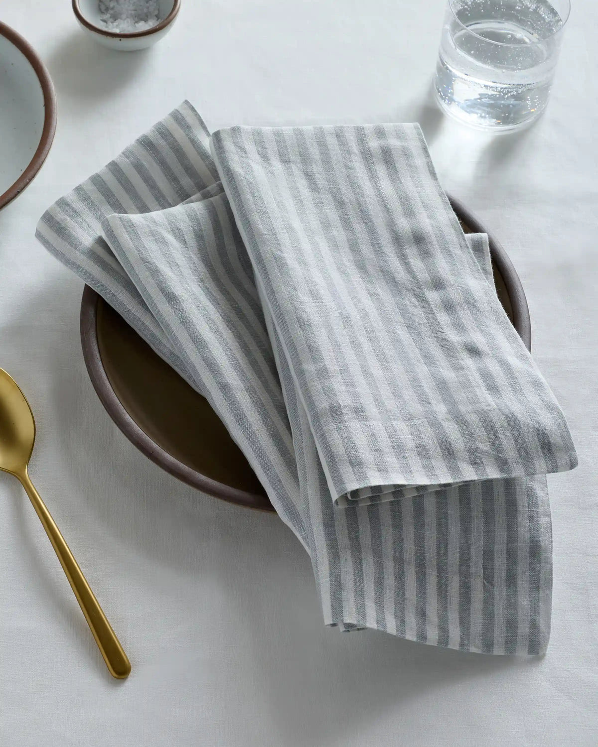European Linen Wide-Hem Stripe Napkins, Set of 12