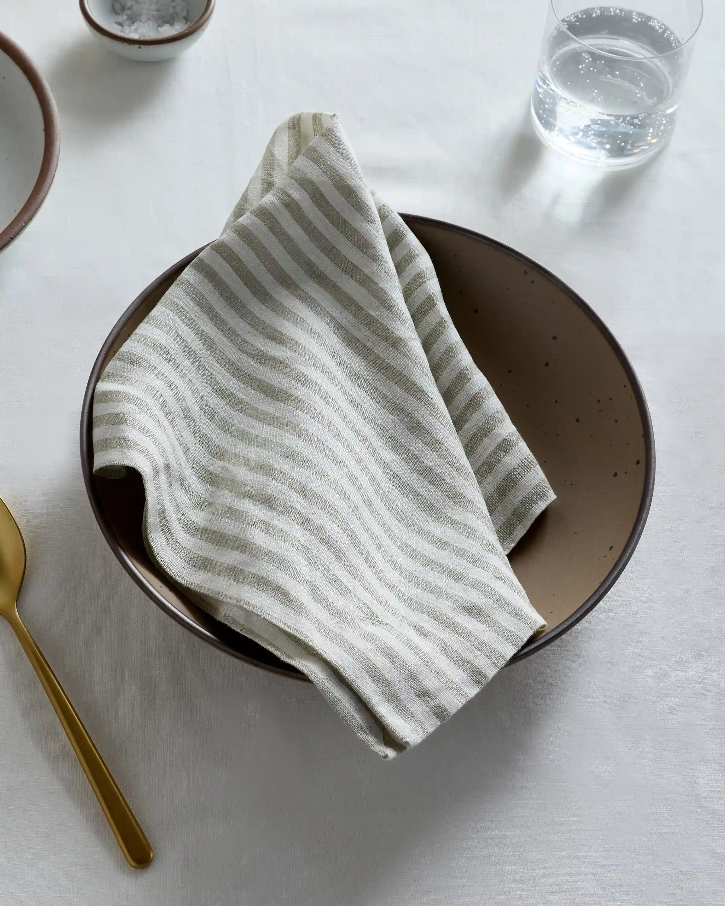 European Linen Wide-Hem Stripe Napkins, Set of 12