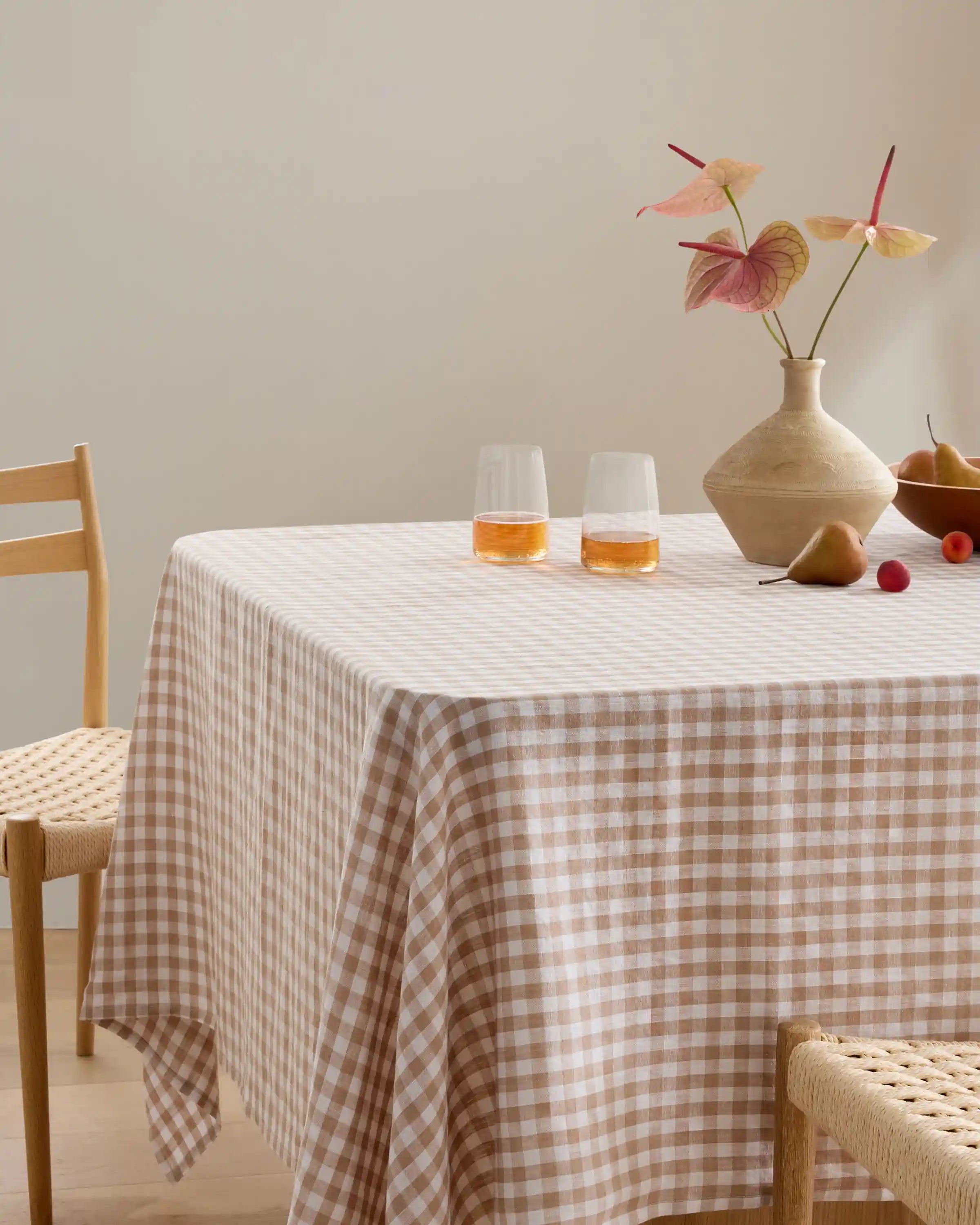 European Linen Gingham Tablecloth