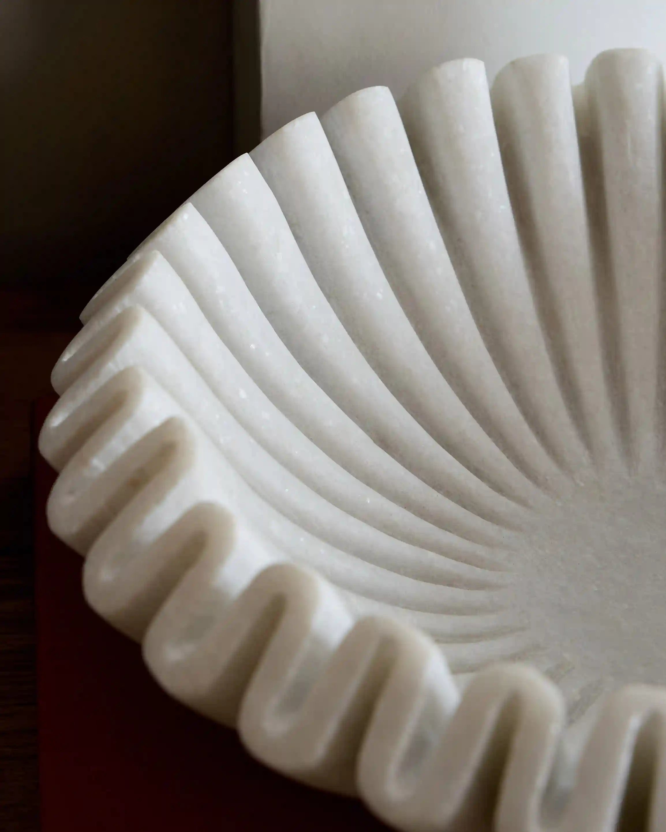 Handcrafted Fluted Marble Decorative Bowl