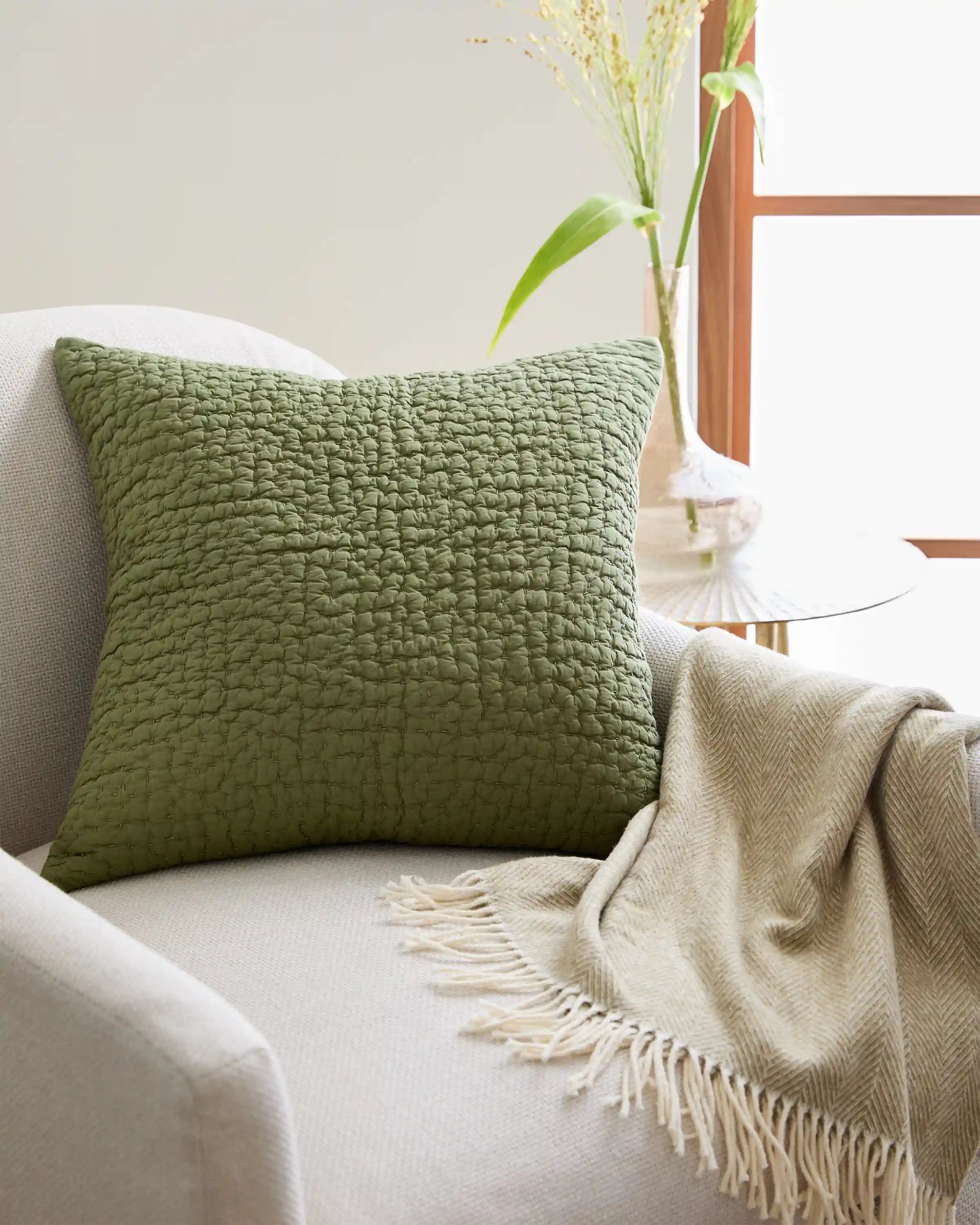 Organic Cotton Hand Stitched Pillow Cover
