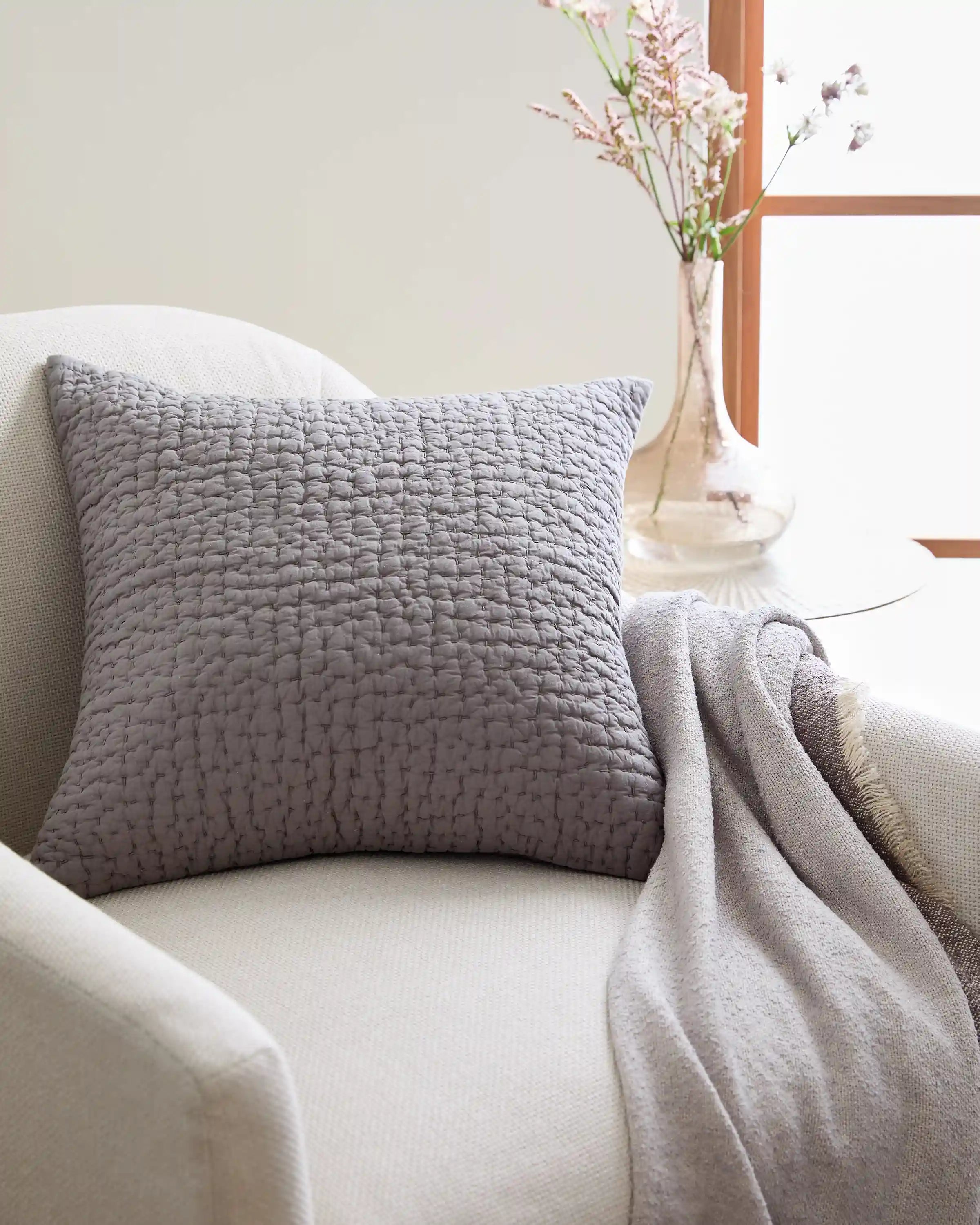 Organic Cotton Hand Stitched Pillow Cover