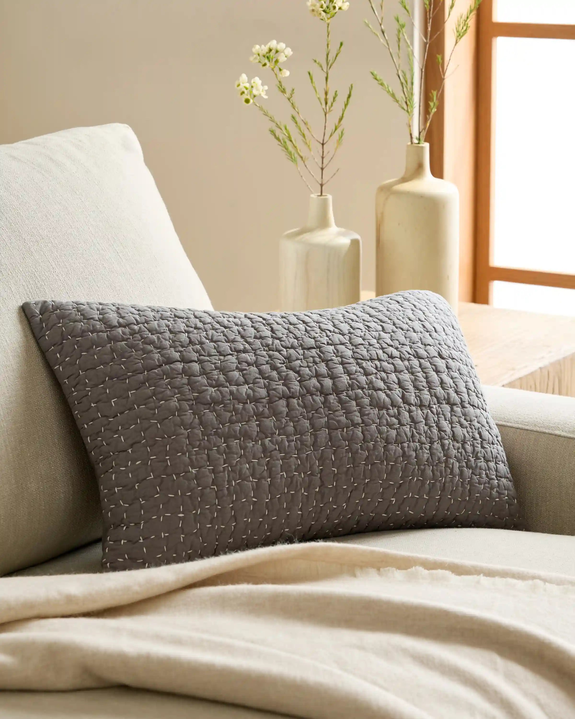 Organic Cotton Hand Stitched Pillow Cover