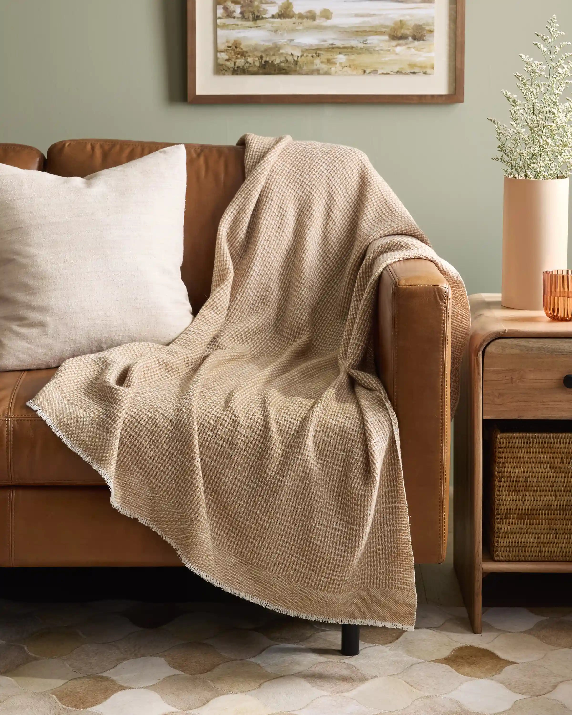 Lightweight Cashmere Wool Patterned Throw