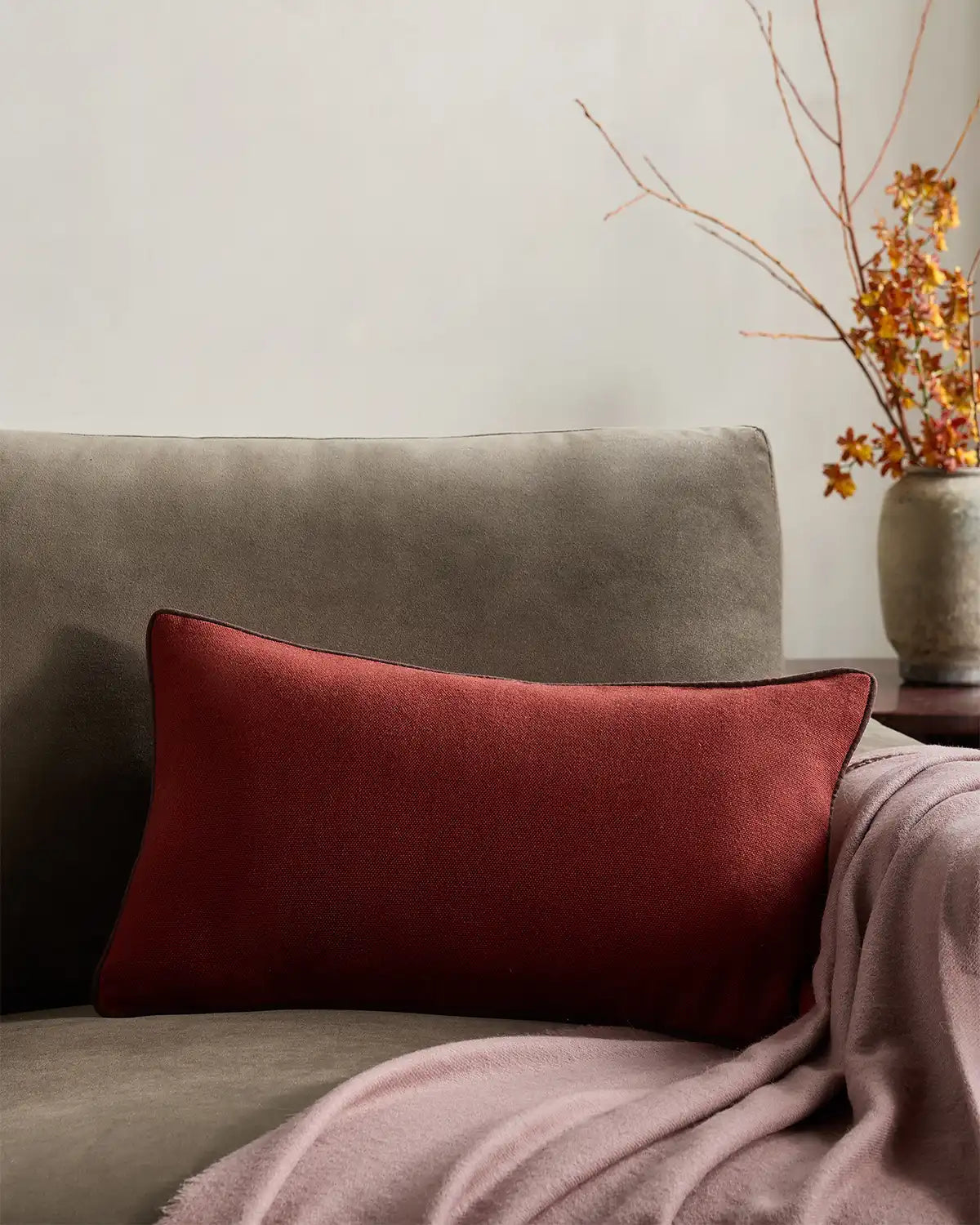 Contrast Piped Wool Pillow Cover (Set of 2)