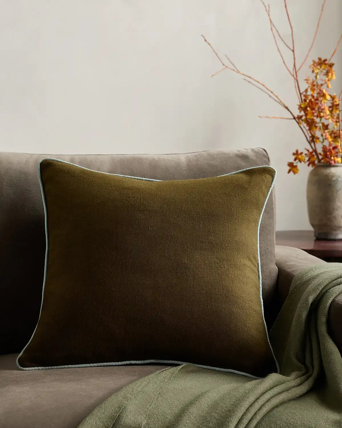Contrast Piped Wool Pillow Cover (Set of 2)