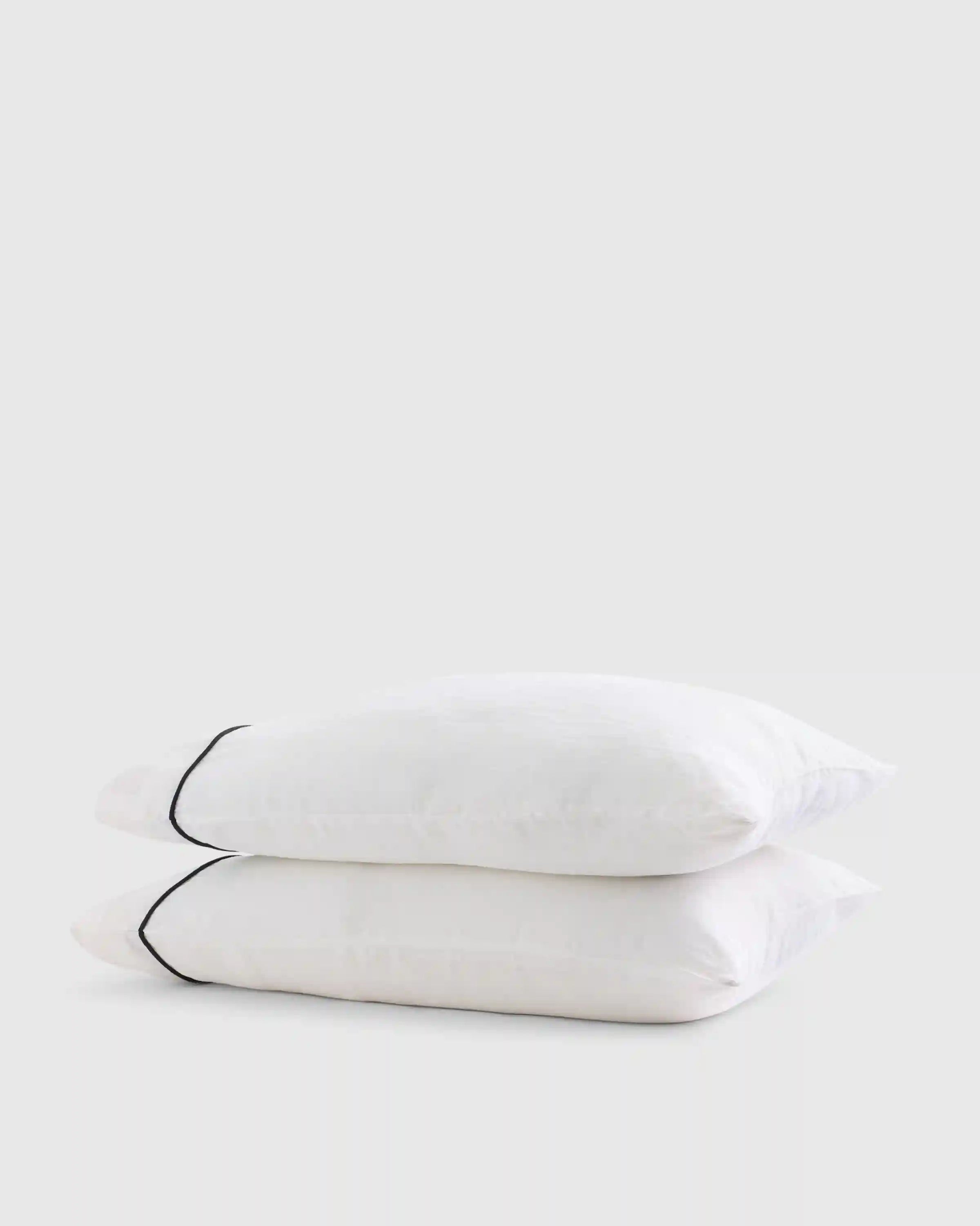 European Linen Piped Pillowcase Set
