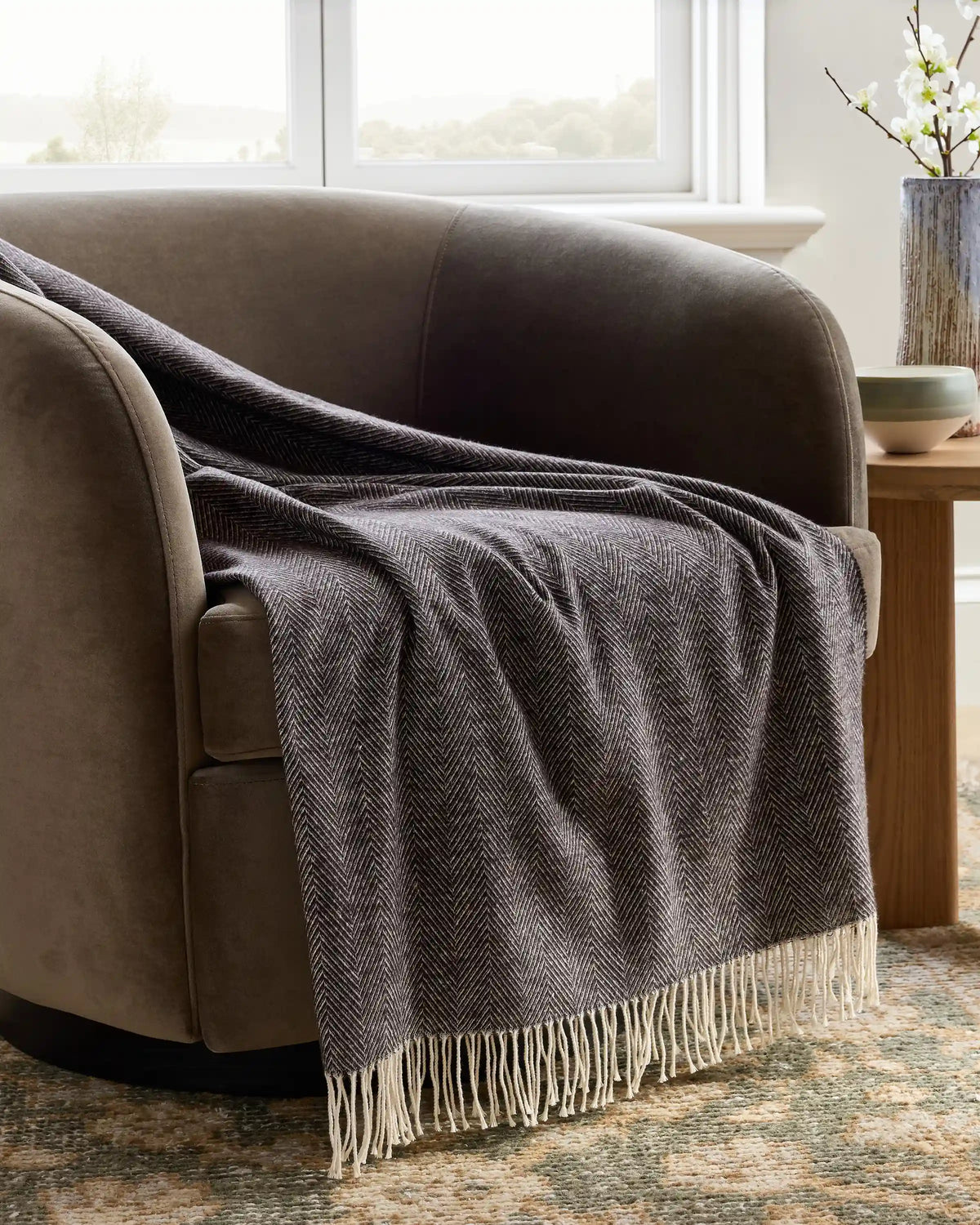 Lightweight Italian Cotton Herringbone Throw