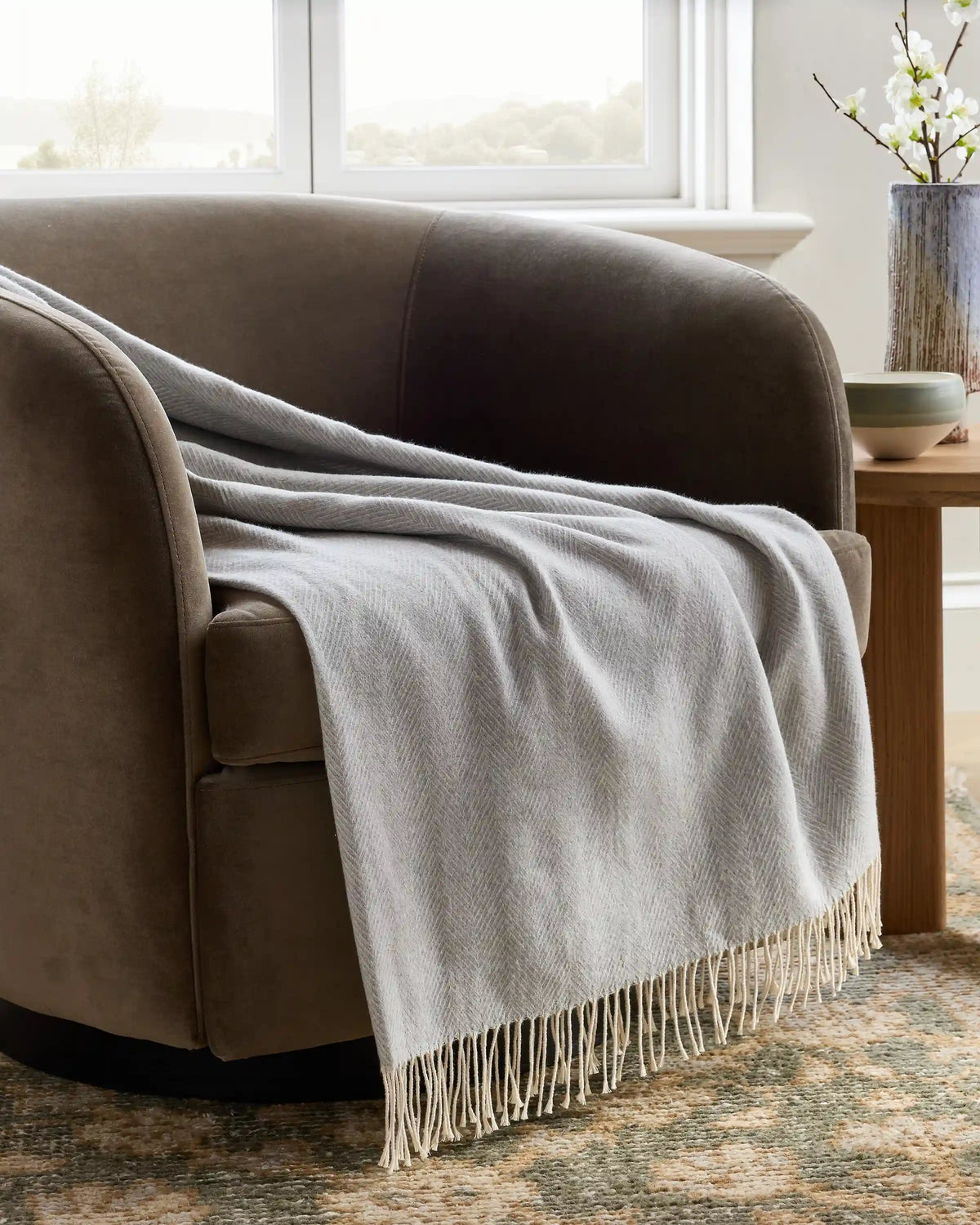 Lightweight Italian Cotton Herringbone Throw