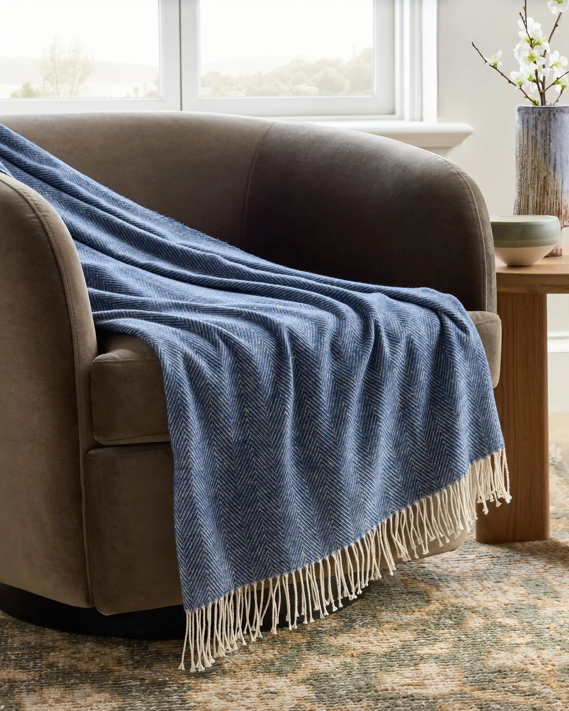 Lightweight Italian Cotton Herringbone Throw