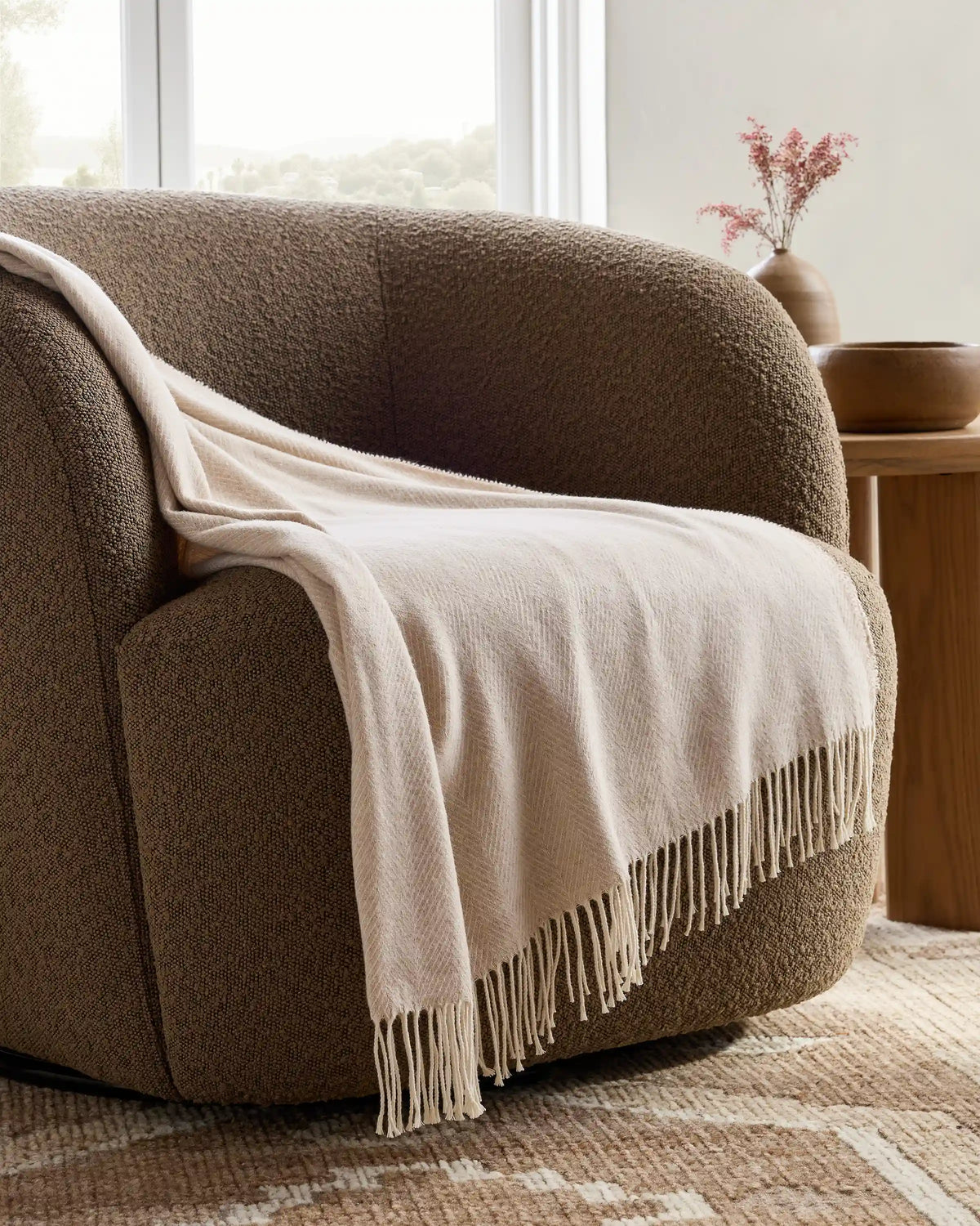 Lightweight Italian Cotton Herringbone Throw