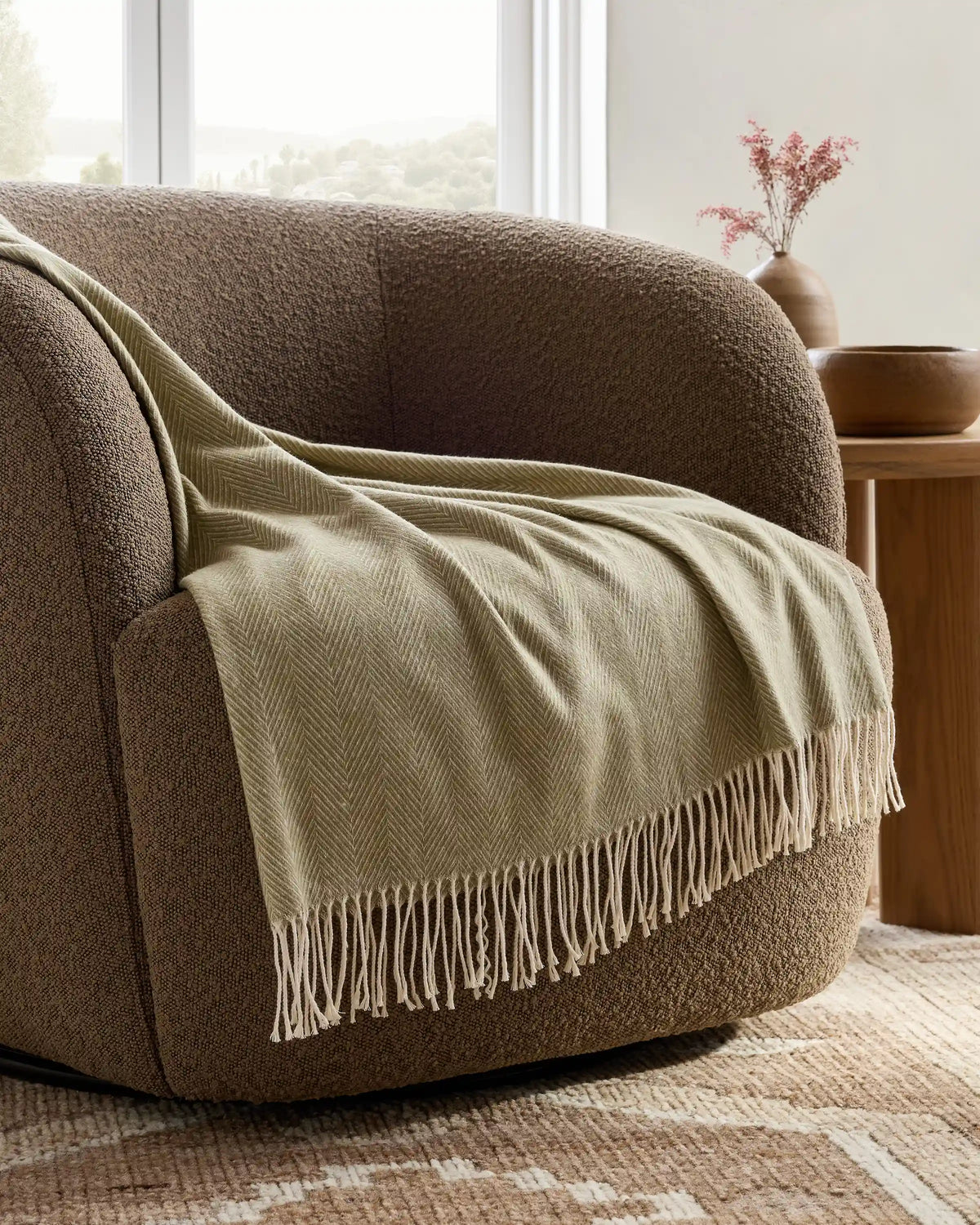 Lightweight Italian Cotton Herringbone Throw