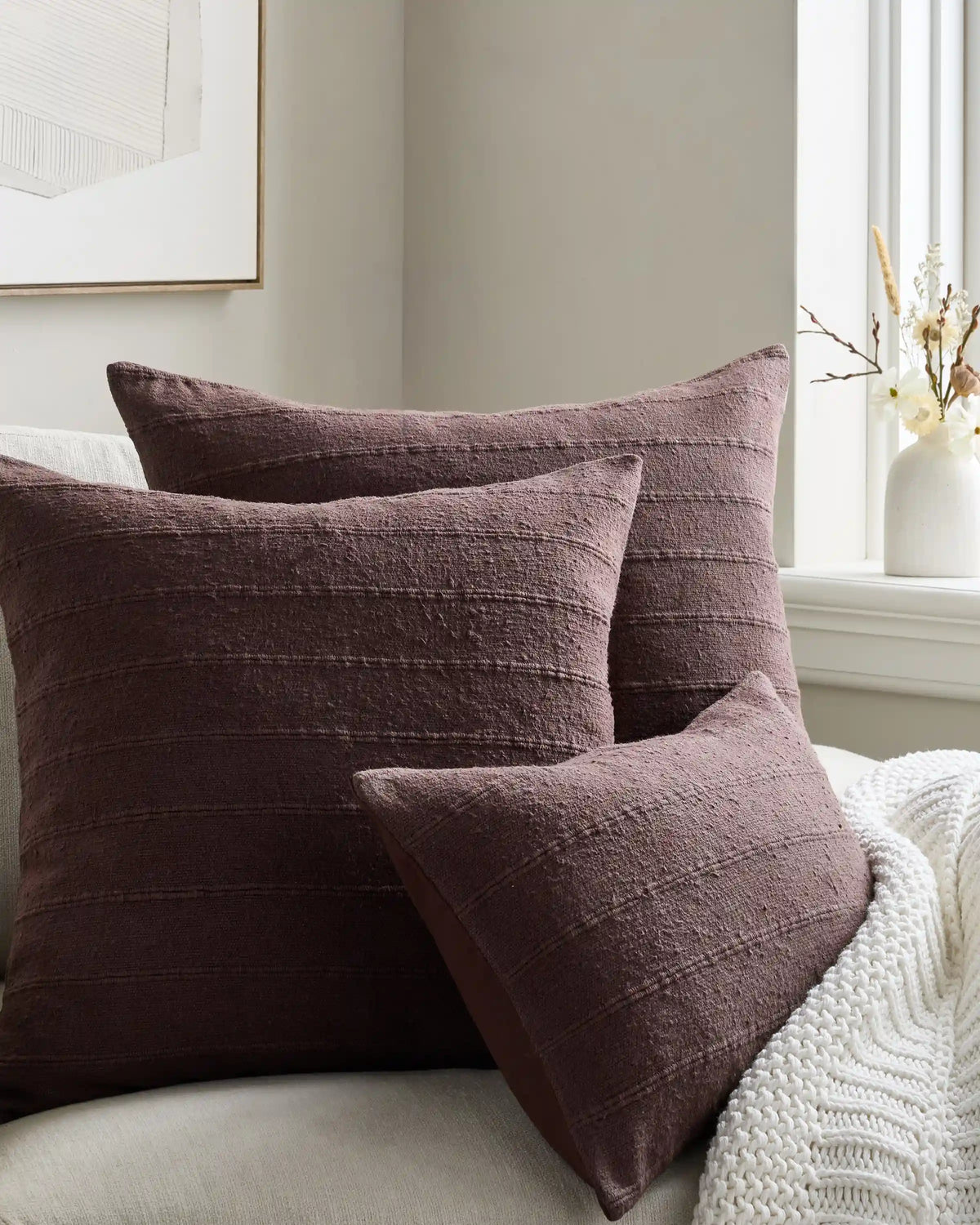 Textured Striped Cotton Pillow Cover (Set of 2)