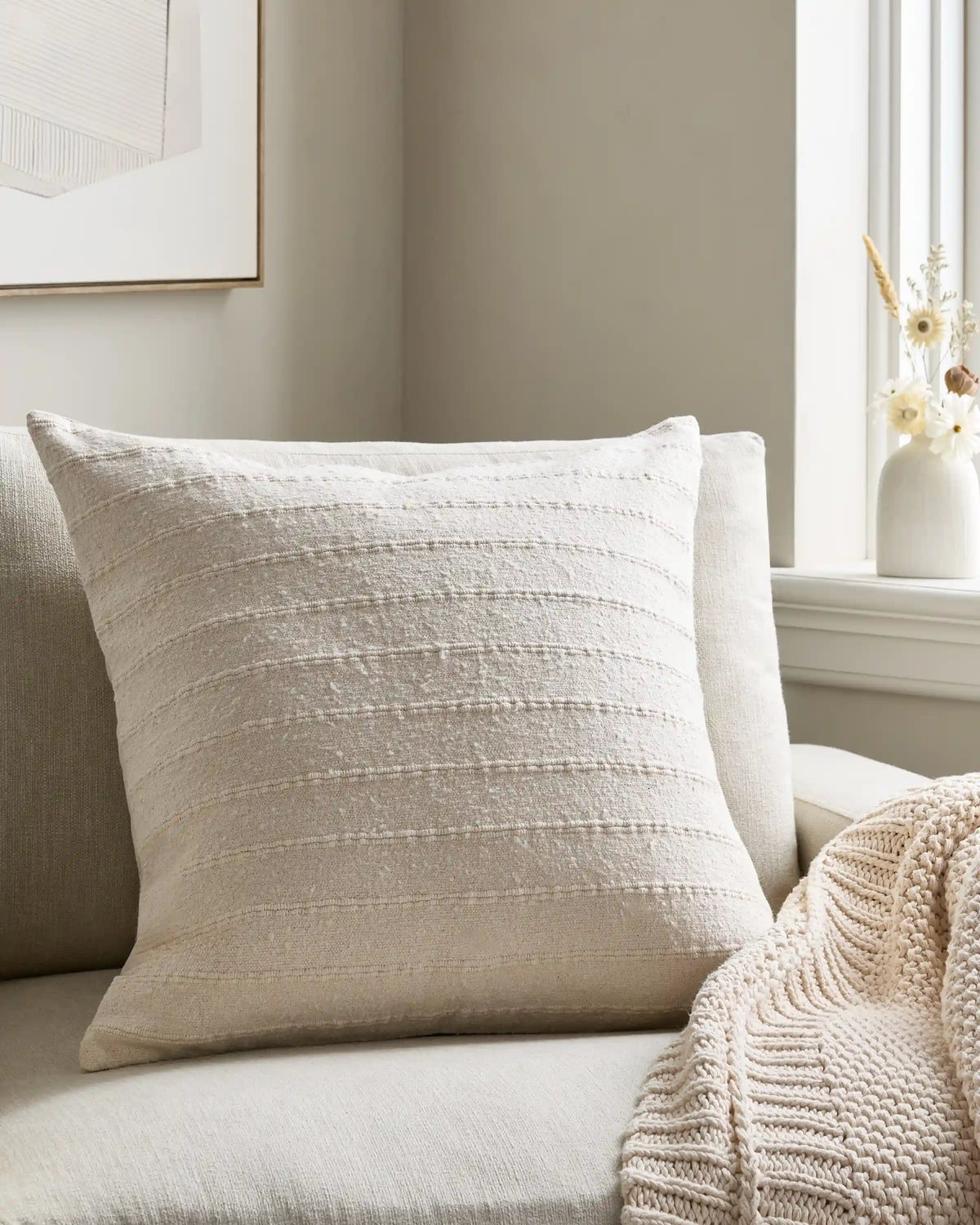 Textured Striped Cotton Pillow Cover (Set of 2)