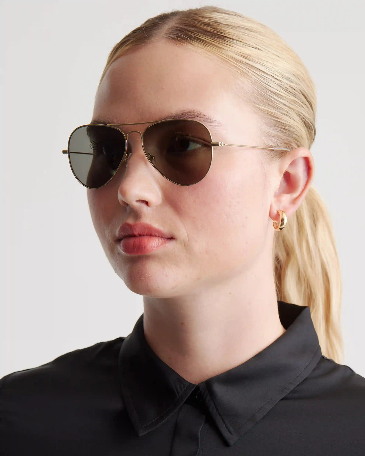 Halston Polarized Stainless Steel Aviator Sunglasses