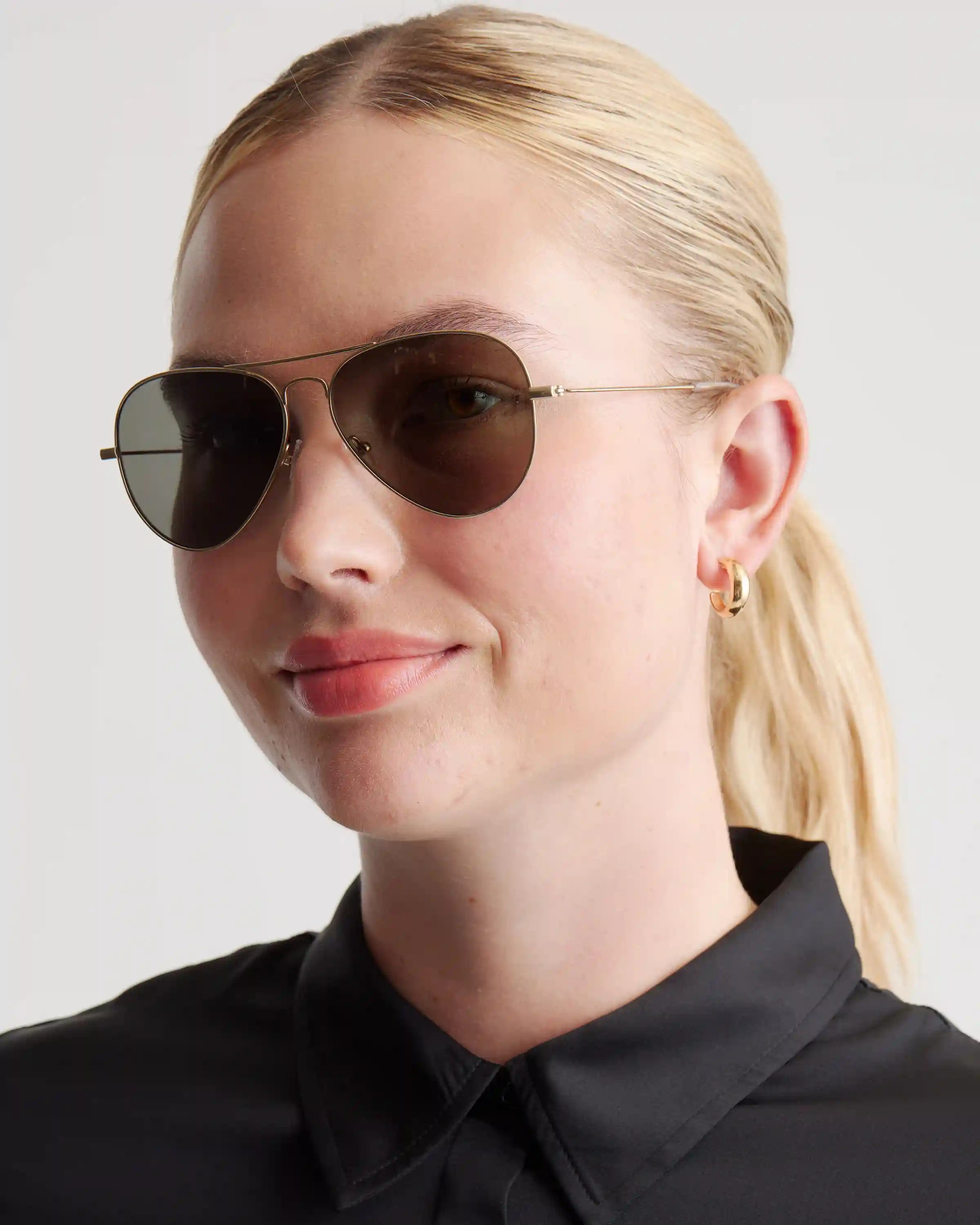 Halston Polarized Stainless Steel Aviator Sunglasses