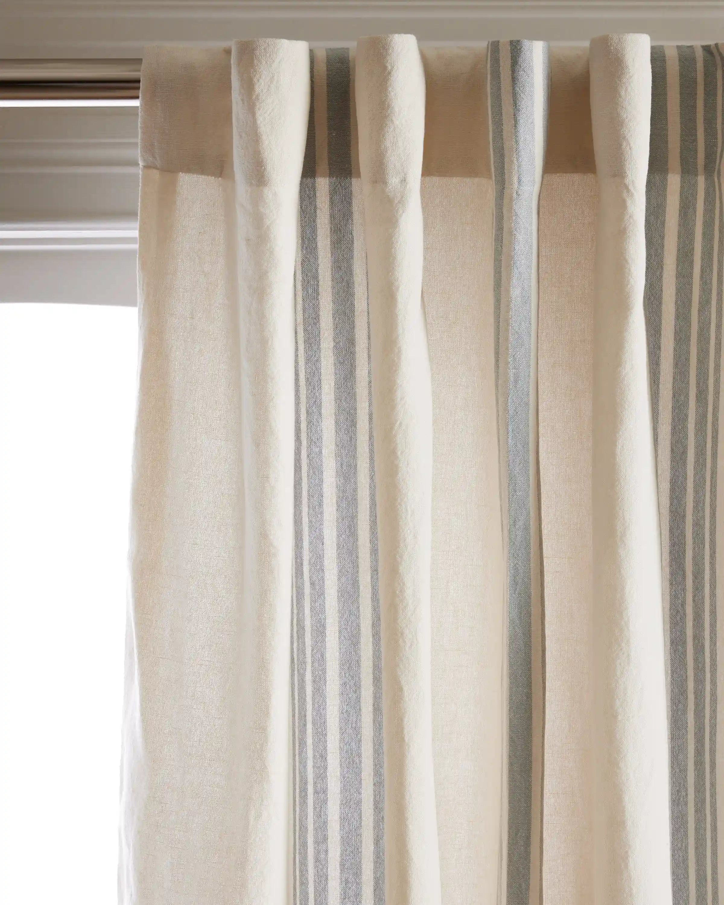 Coastal Stripe Linen Cotton Curtain - Single Panel