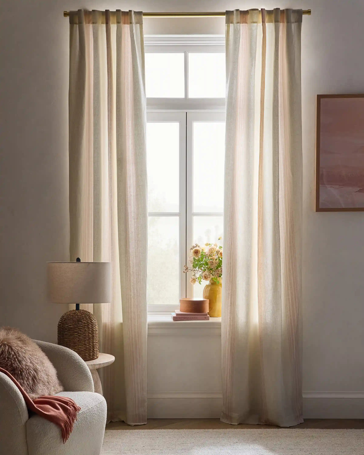 Coastal Stripe Linen Cotton Curtain - Single Panel