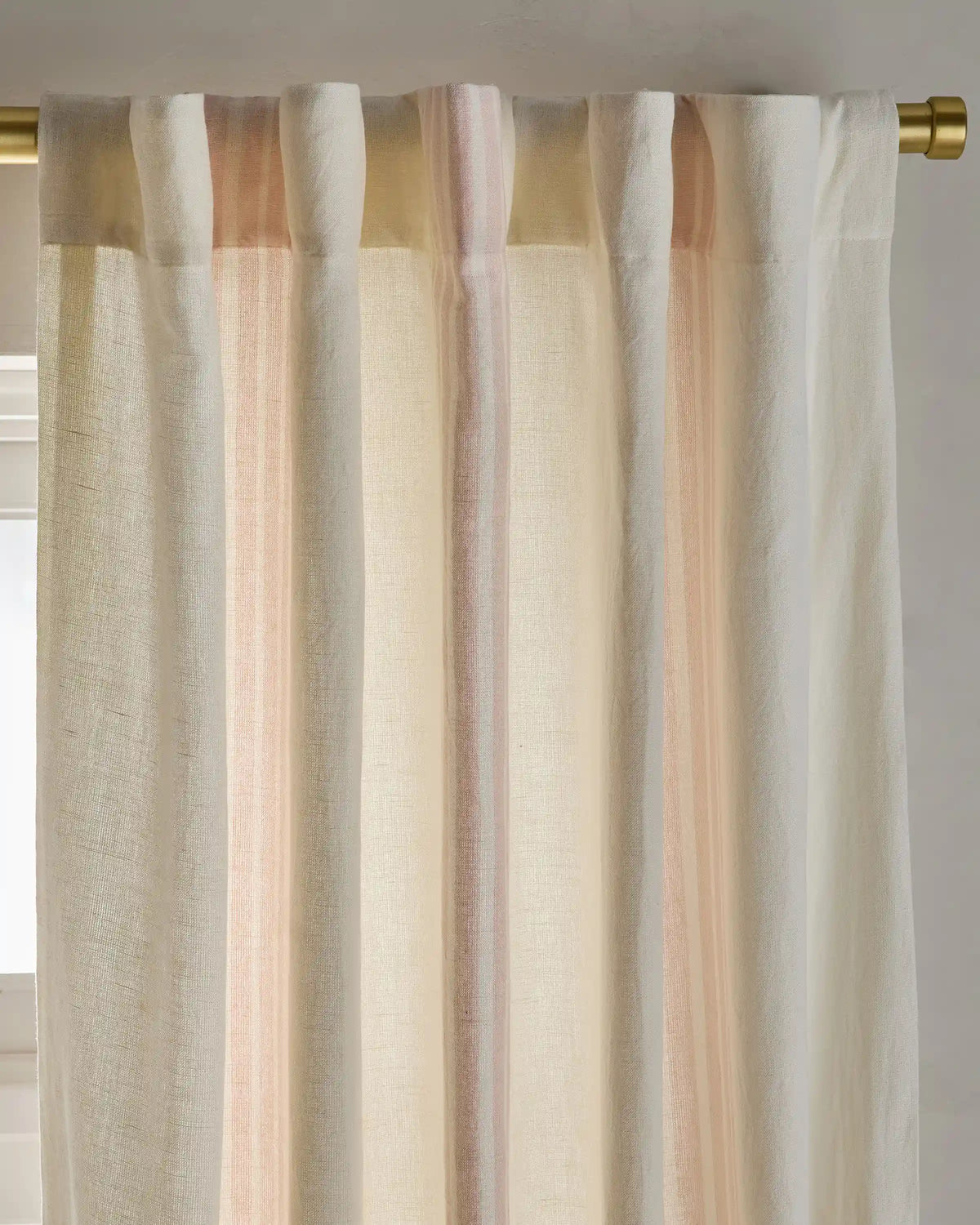 Coastal Stripe Linen Cotton Curtain - Single Panel