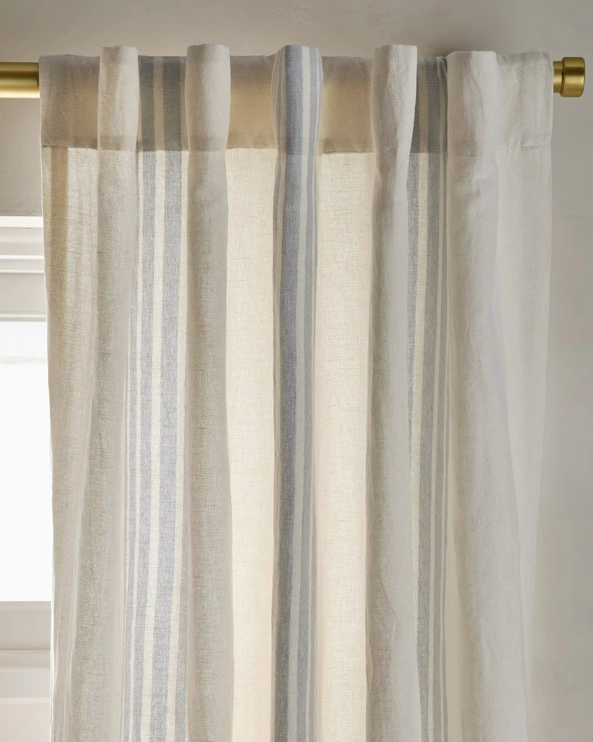 Coastal Stripe Linen Cotton Curtain - Single Panel