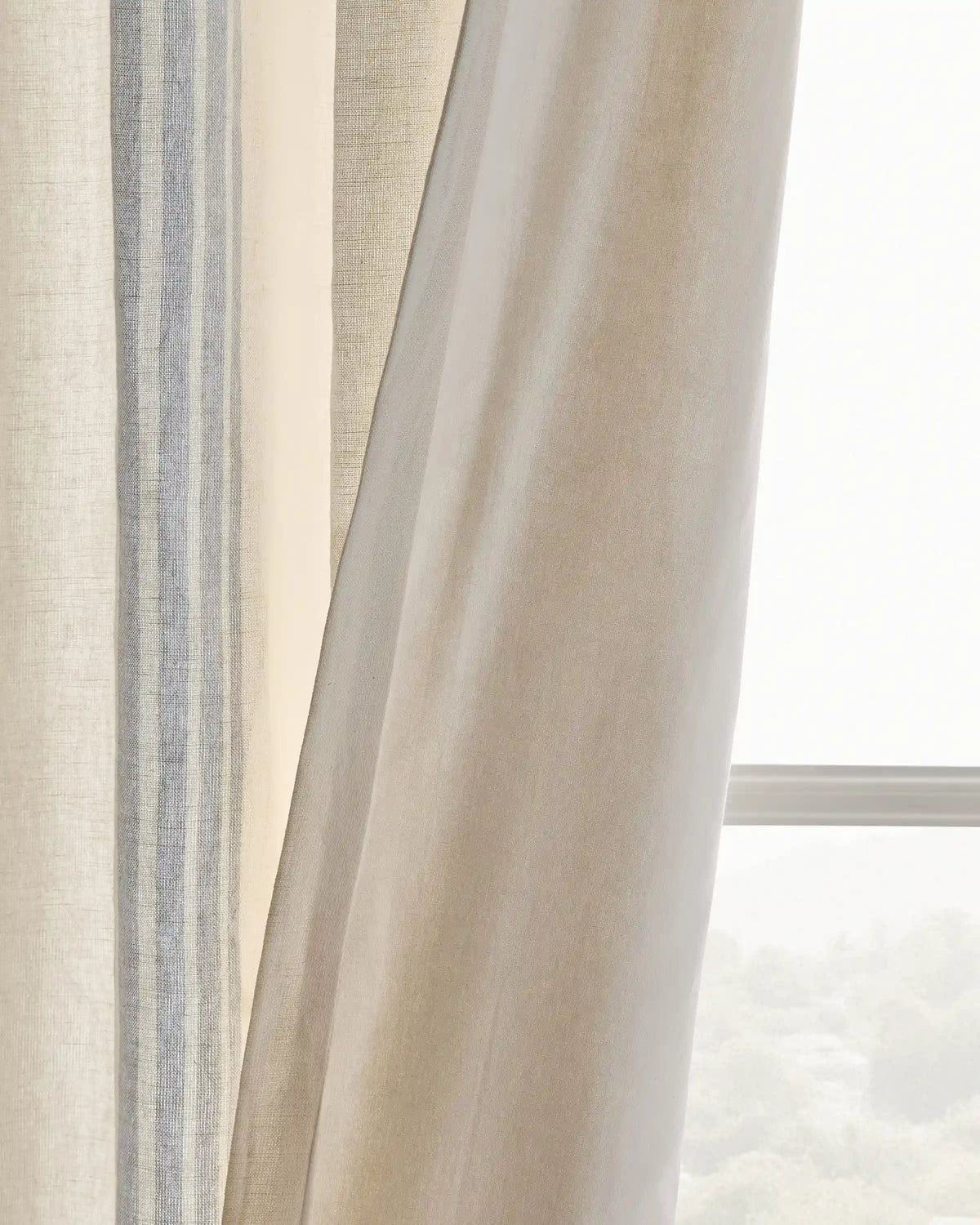 Coastal Stripe Linen Cotton Curtain - Single Panel