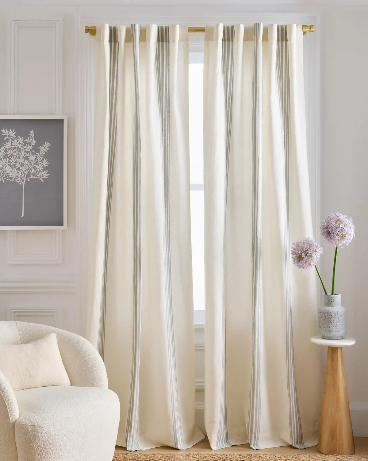 Coastal Stripe Linen Cotton Curtain - Single Panel