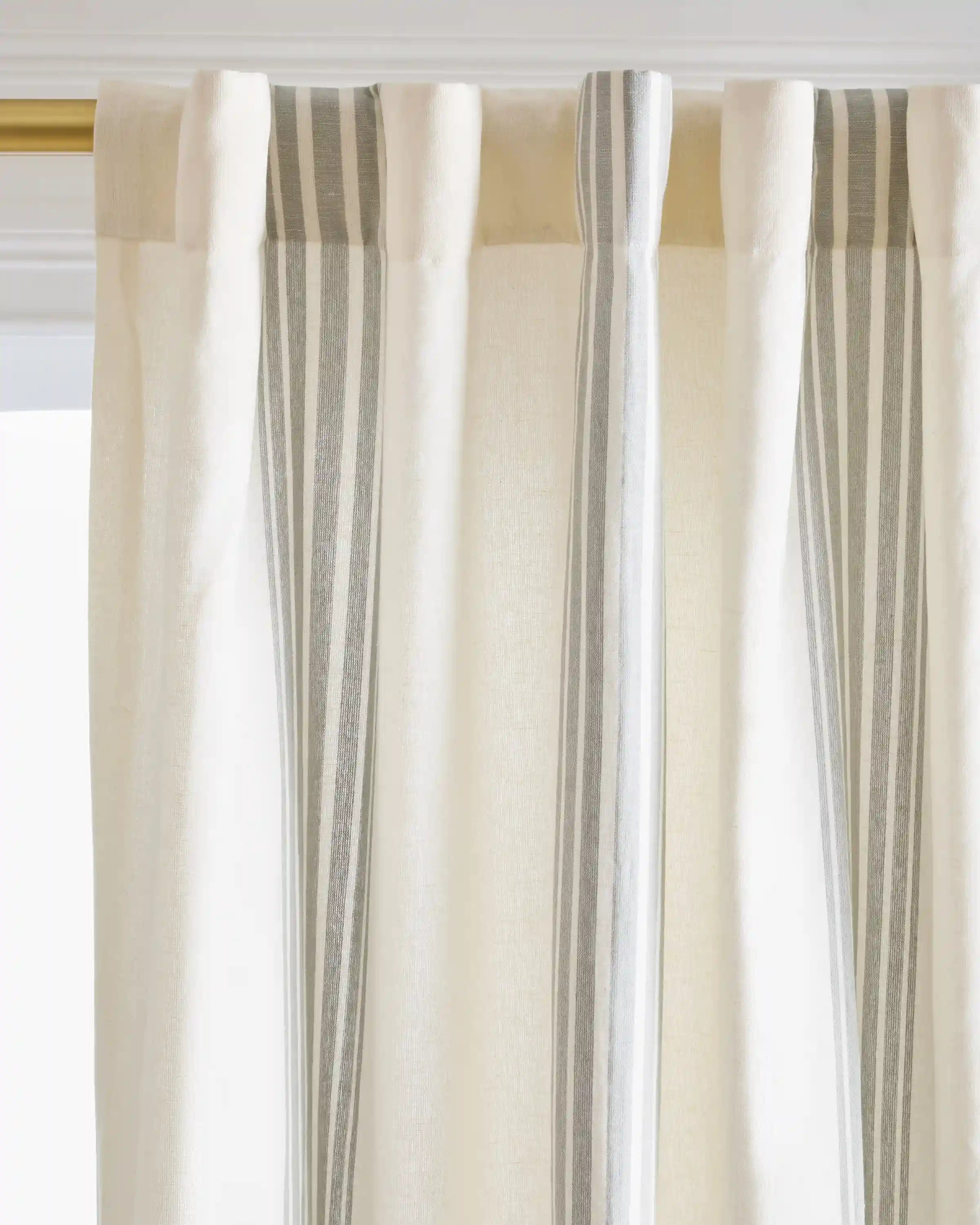 Coastal Stripe Linen Cotton Curtain - Single Panel