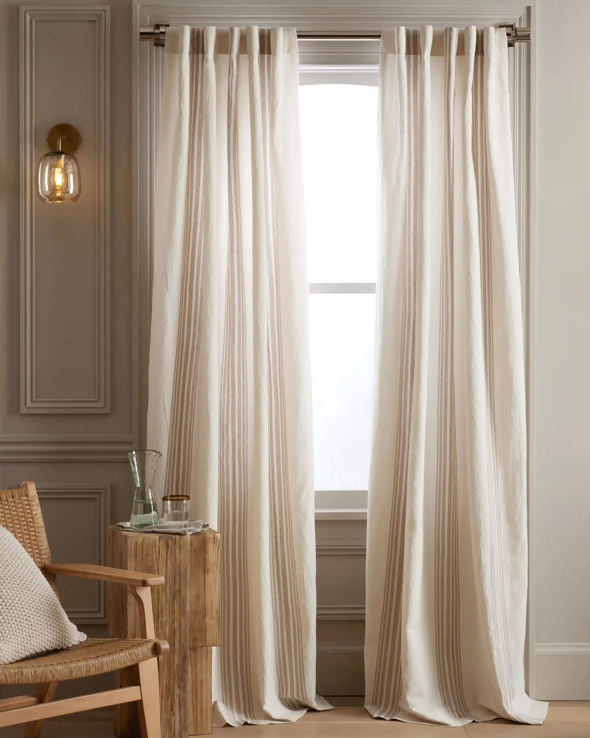 Coastal Stripe Linen Cotton Curtain - Single Panel
