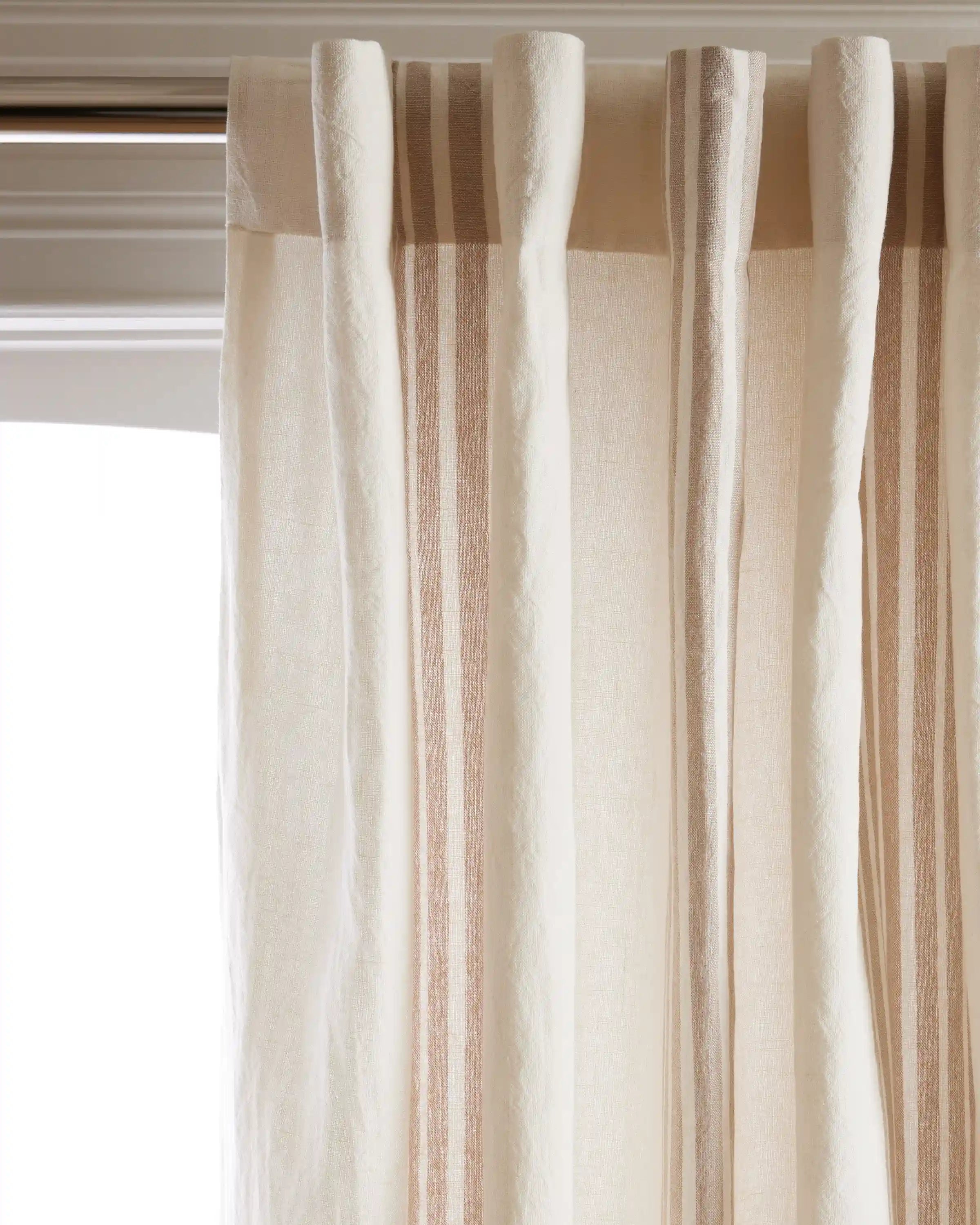 Coastal Stripe Linen Cotton Curtain - Single Panel