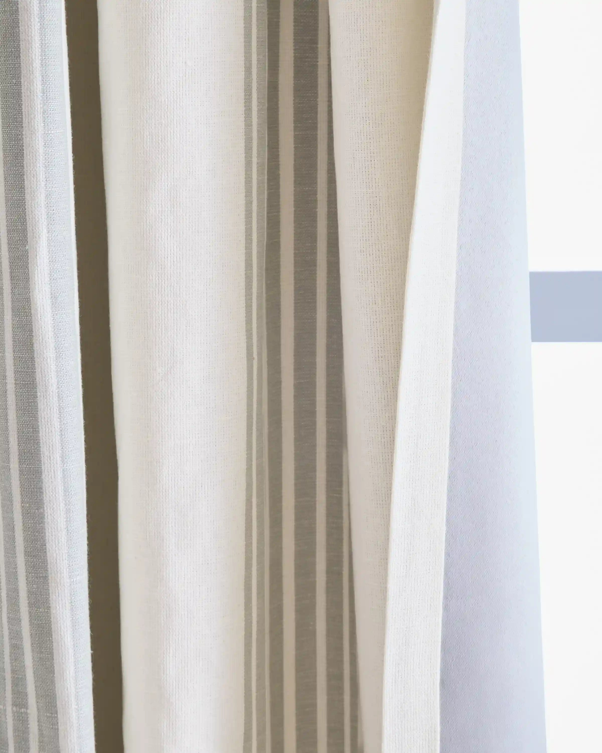 Coastal Stripe Linen Cotton Room Darkening Curtain - Single Panel