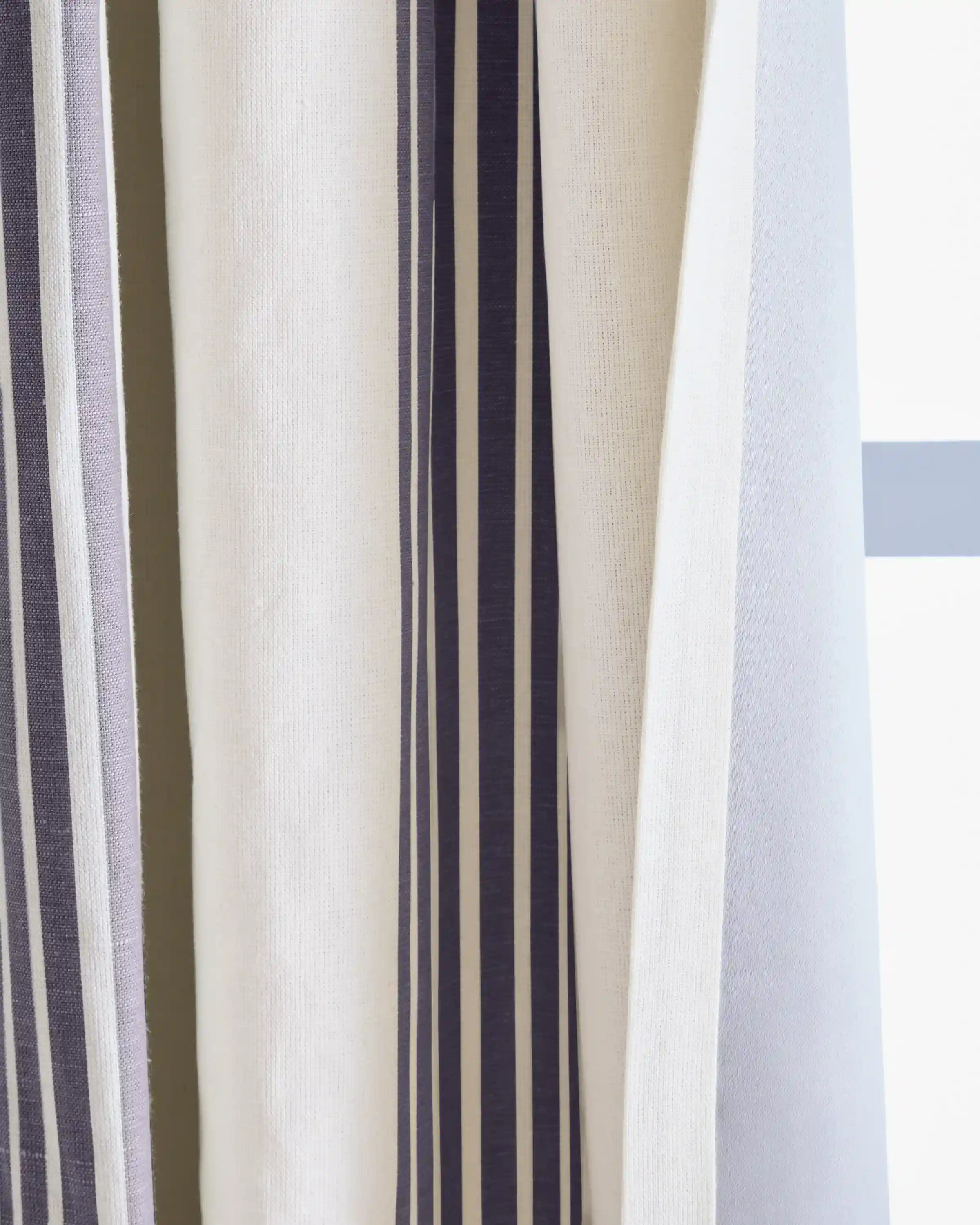 Coastal Stripe Linen Cotton Room Darkening Curtain - Single Panel