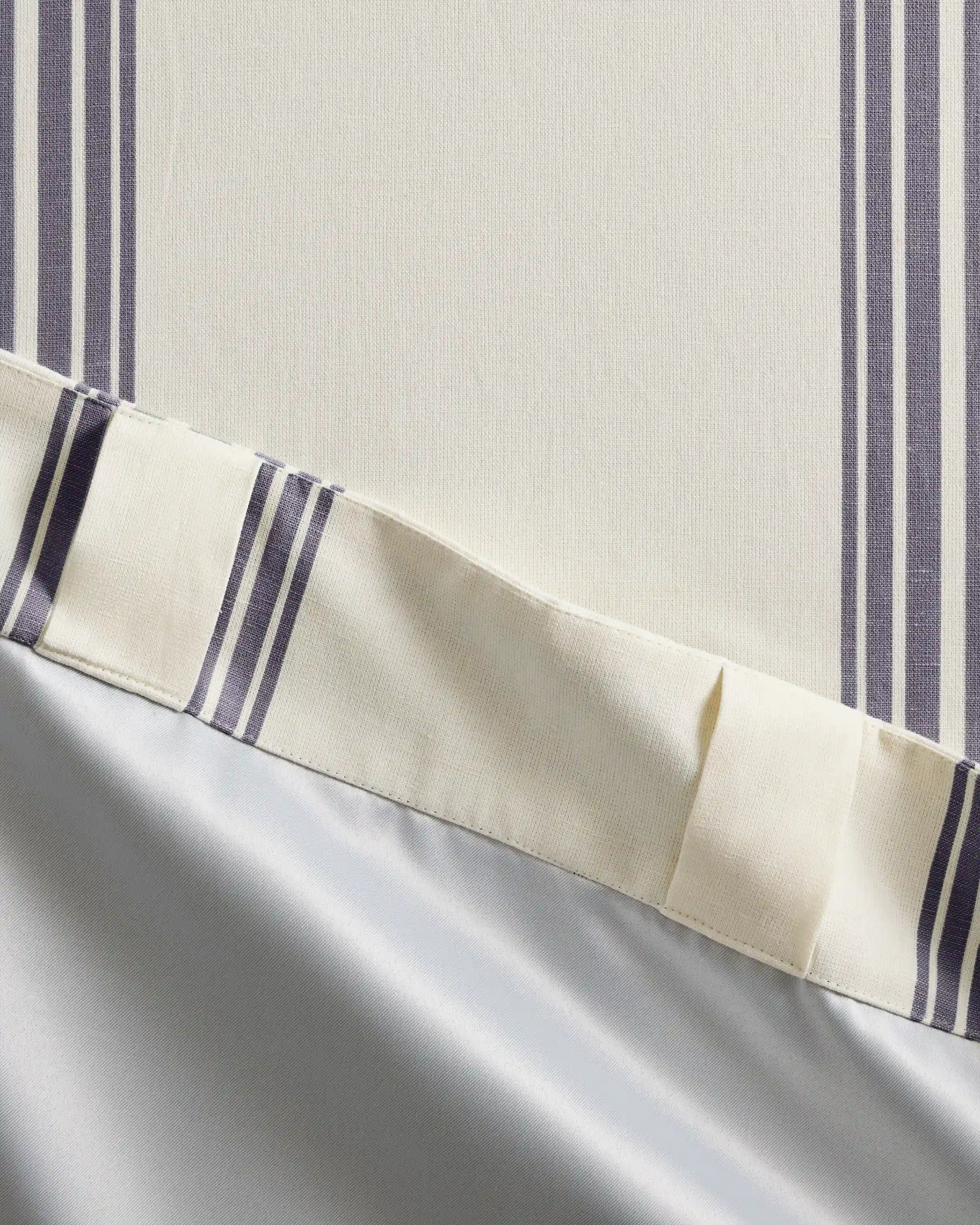 Coastal Stripe Linen Cotton Room Darkening Curtain - Single Panel