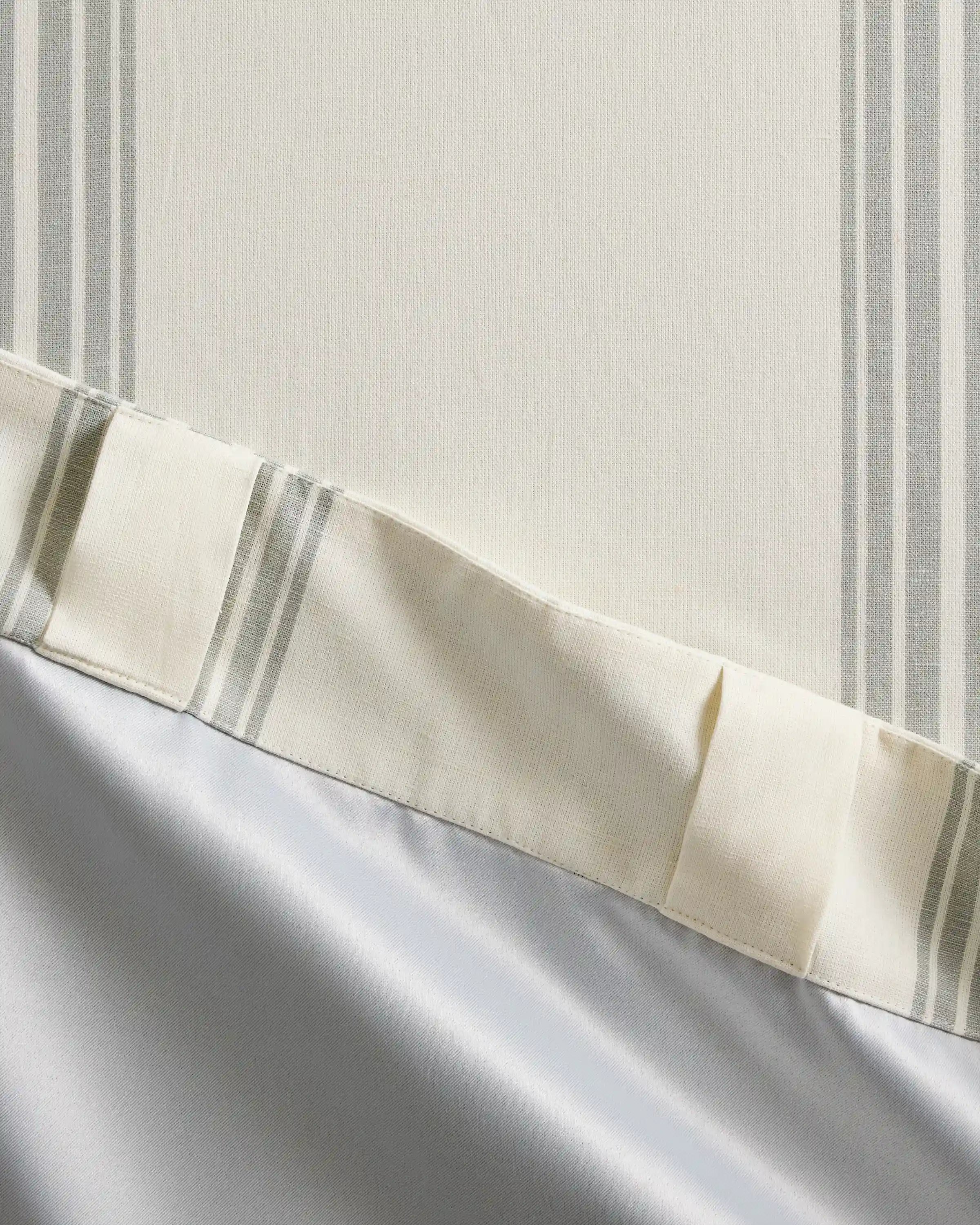 Coastal Stripe Linen Cotton Room Darkening Curtain - Single Panel