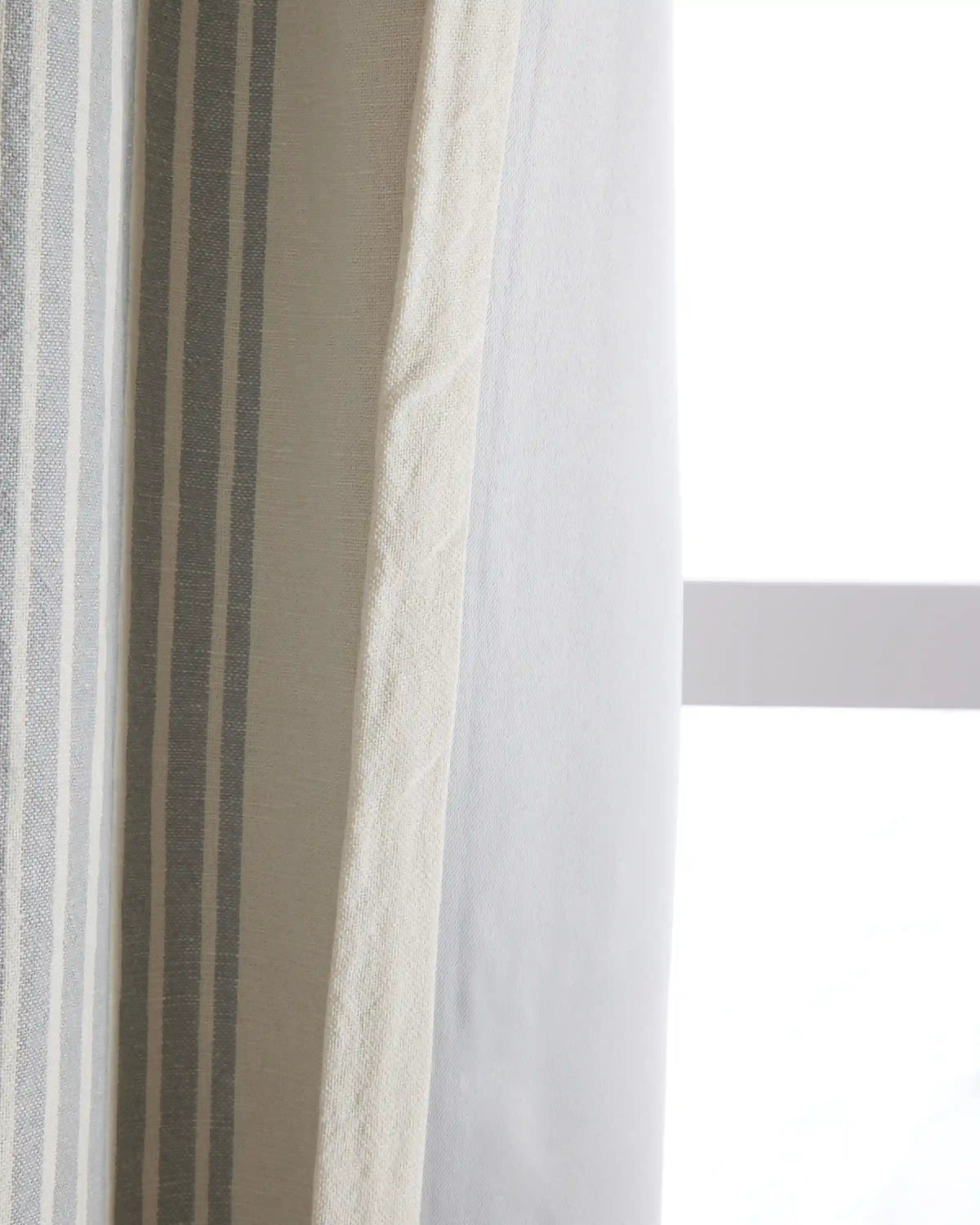 Coastal Stripe Linen Cotton Room Darkening Curtain - Single Panel