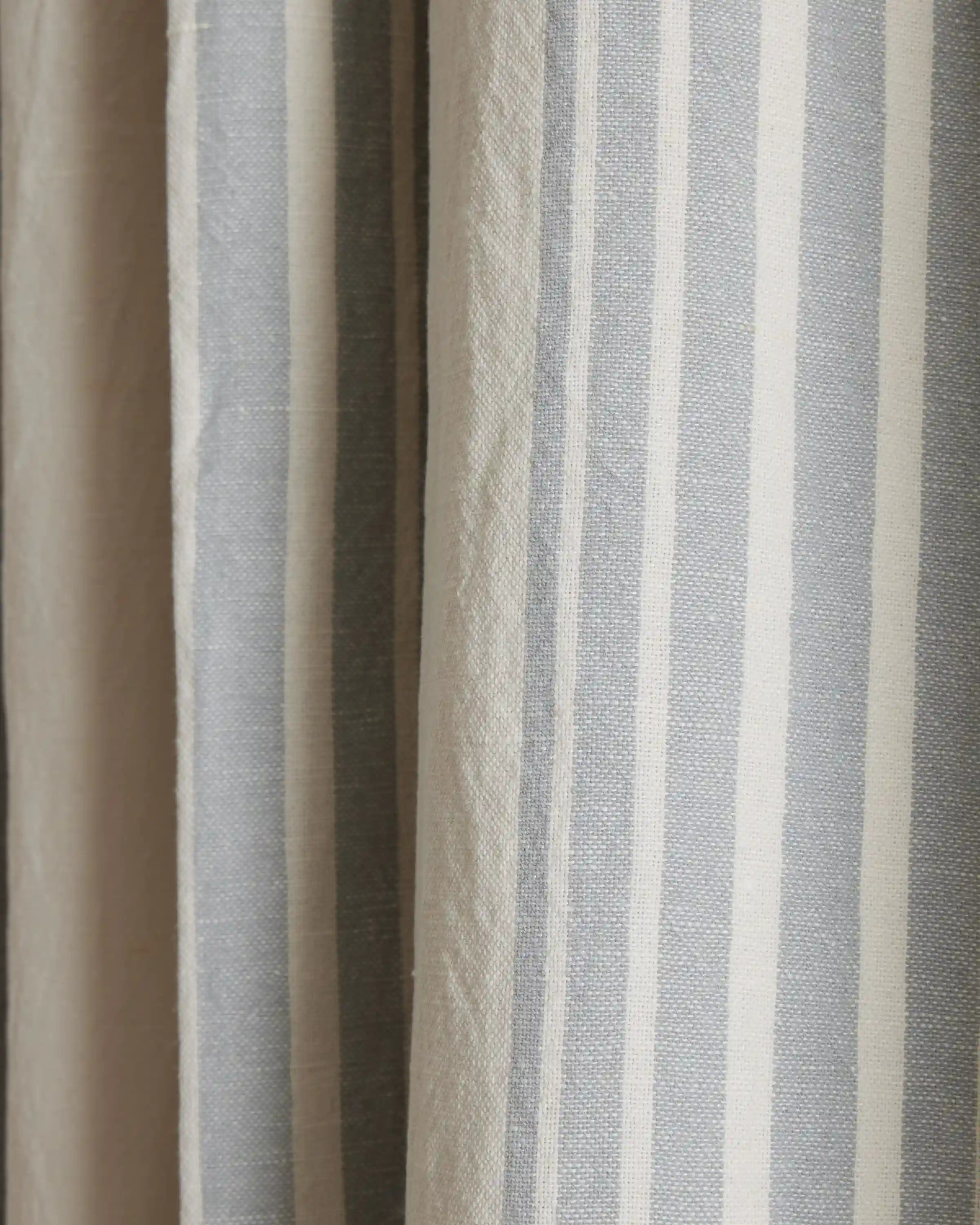Coastal Stripe Linen Cotton Room Darkening Curtain - Single Panel