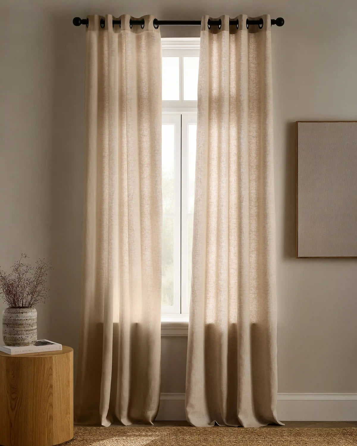 European Linen Grommet Curtain - Single Panel