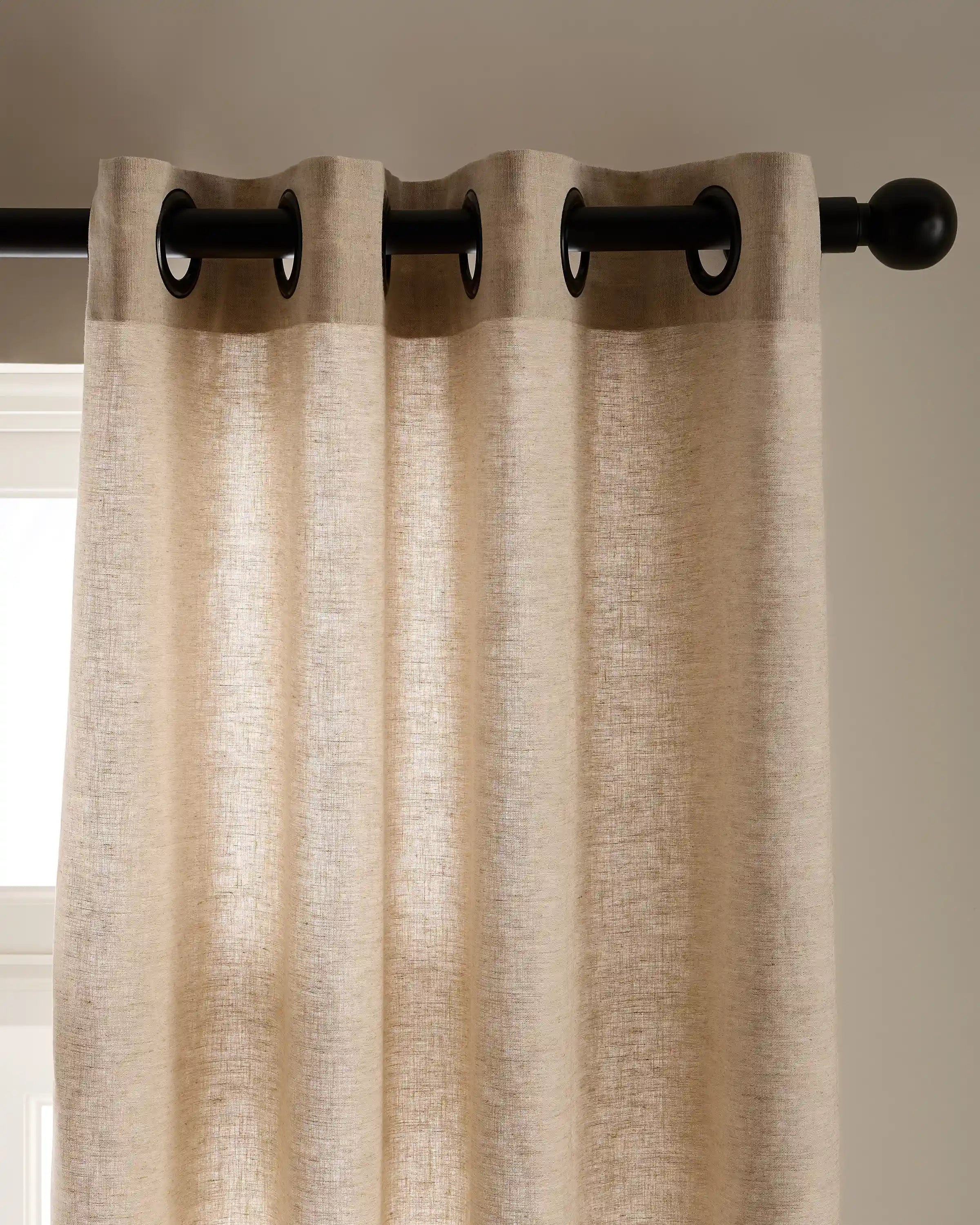 European Linen Grommet Curtain - Single Panel