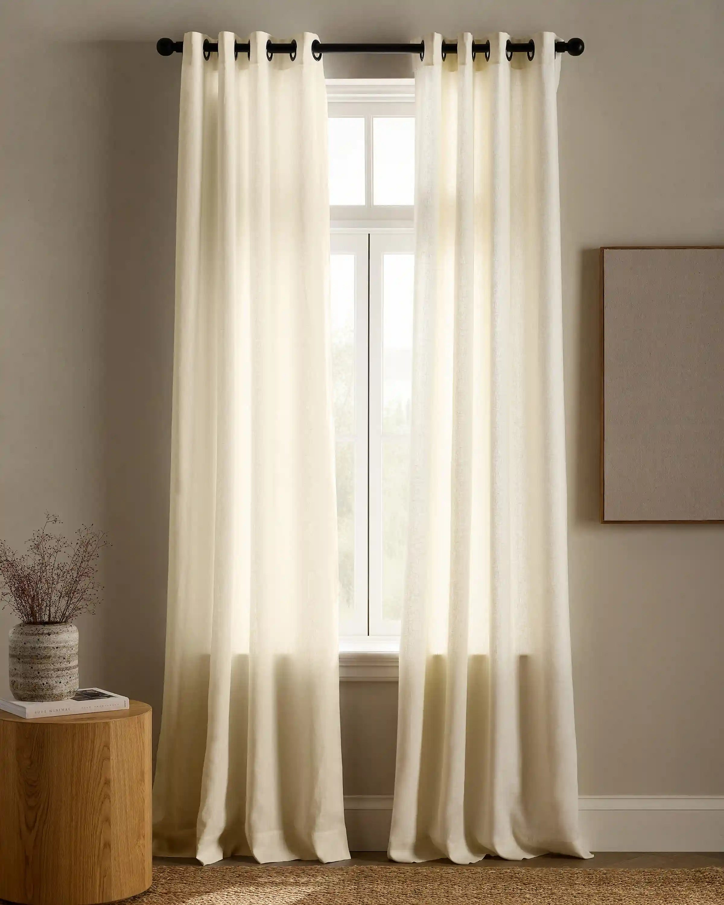 European Linen Grommet Curtain - Single Panel