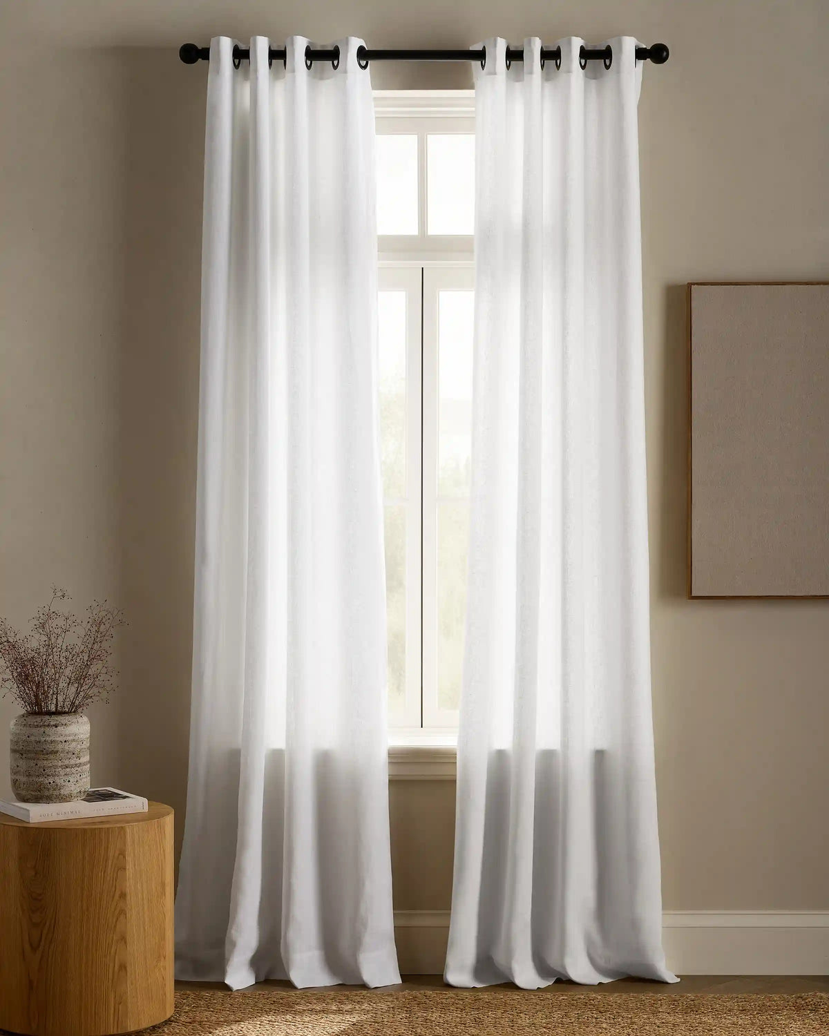 European Linen Grommet Curtain - Single Panel