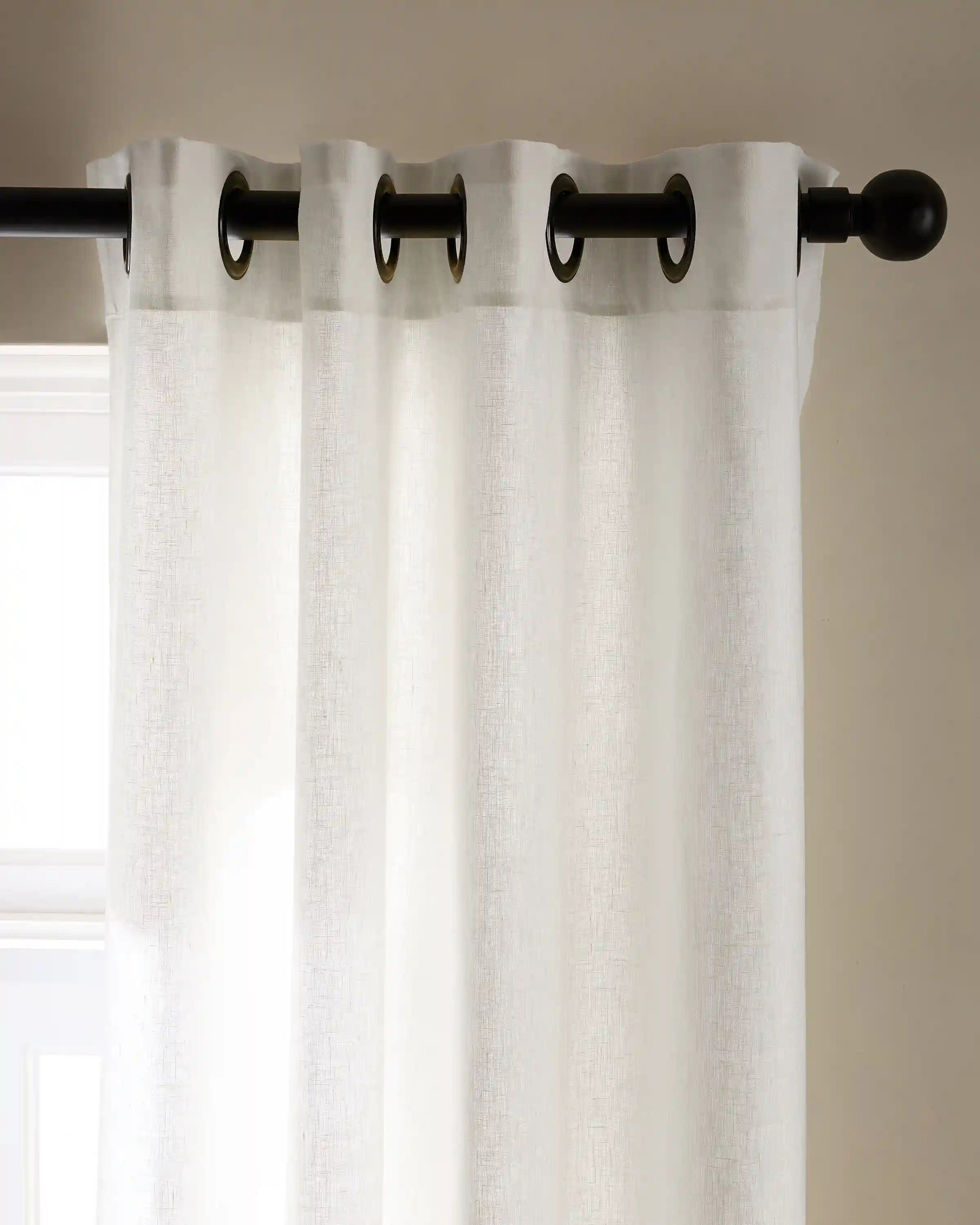 European Linen Grommet Curtain - Single Panel