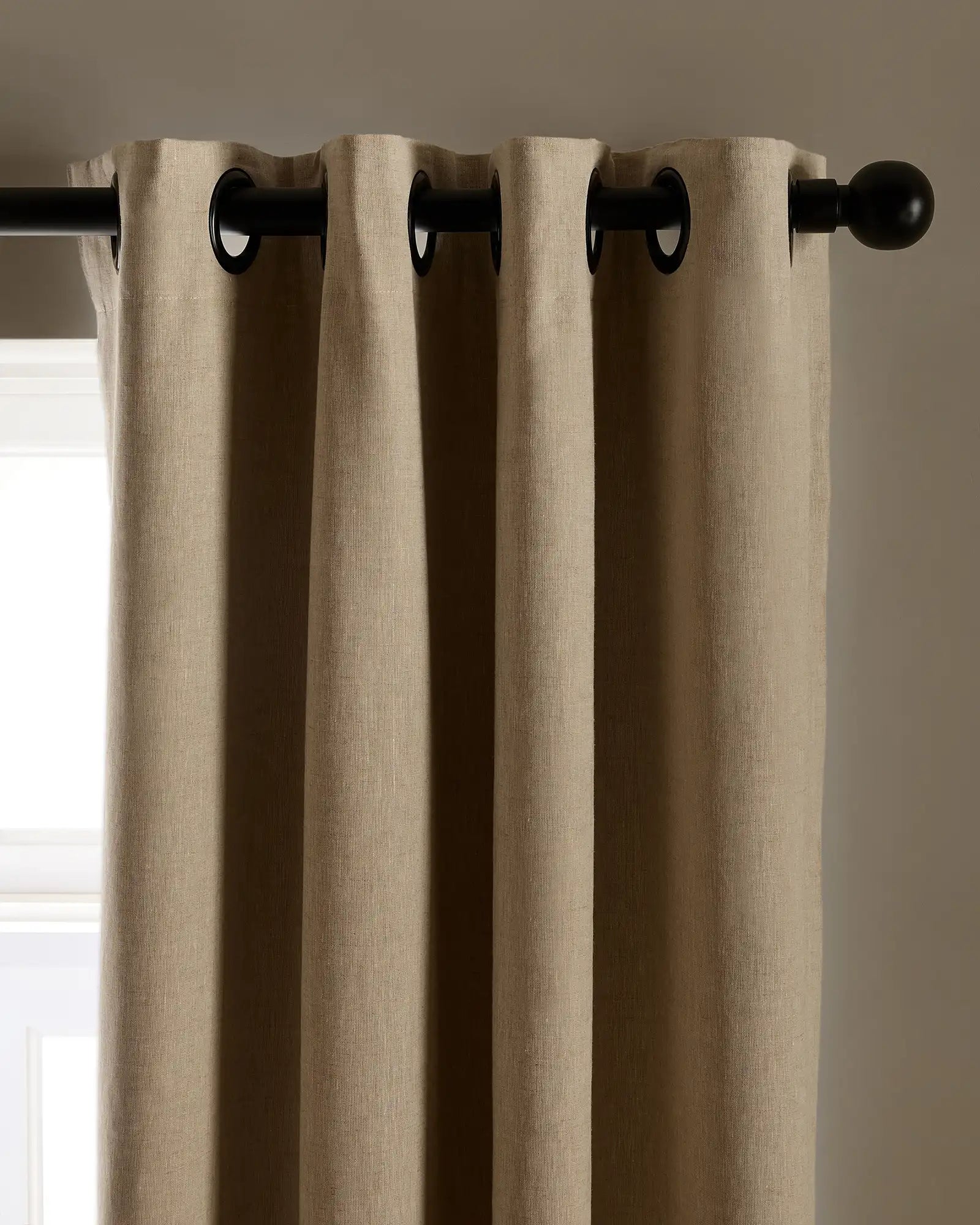 European Linen Grommet True Blackout Curtain - Single Panel