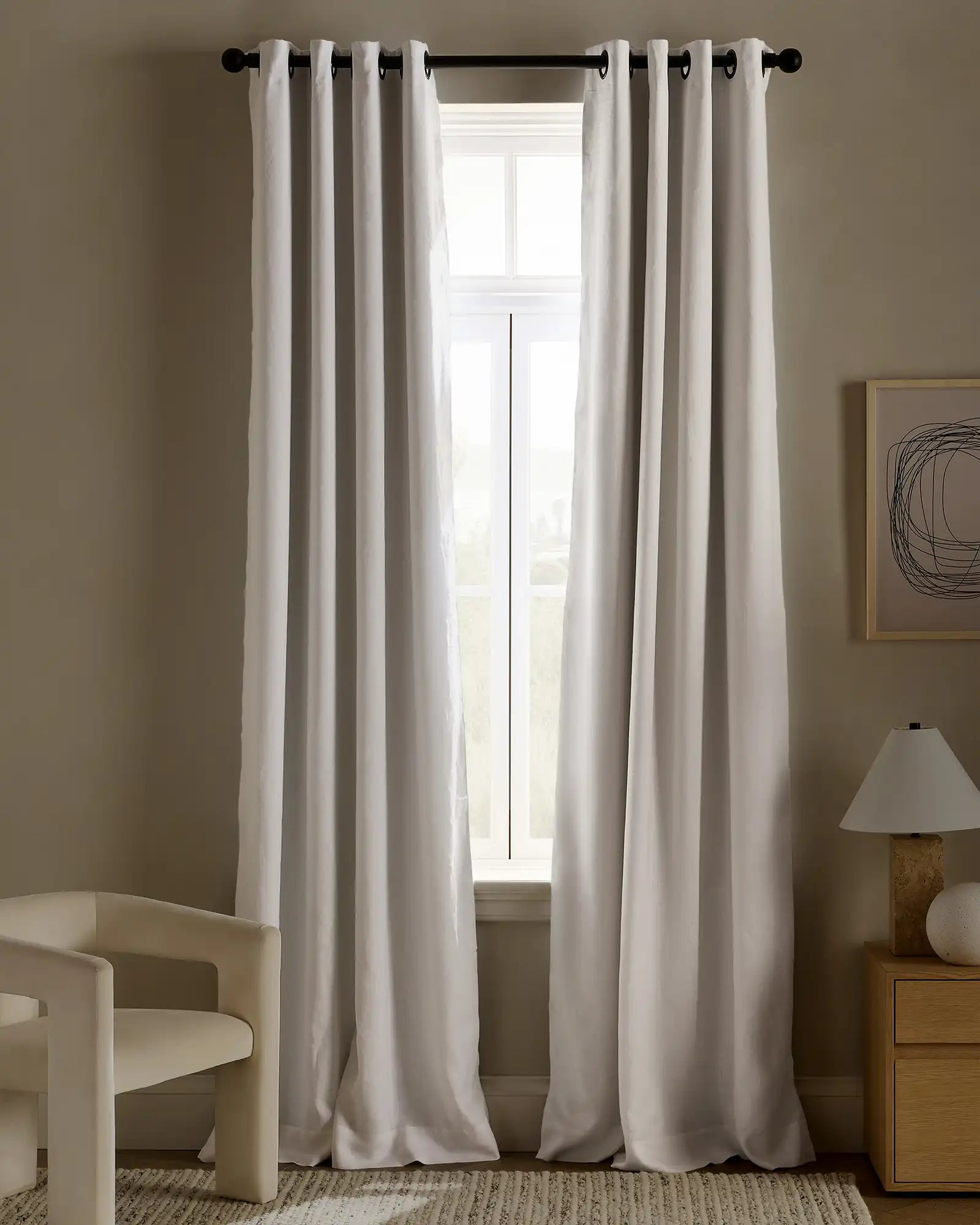 European Linen Grommet True Blackout Curtain - Single Panel