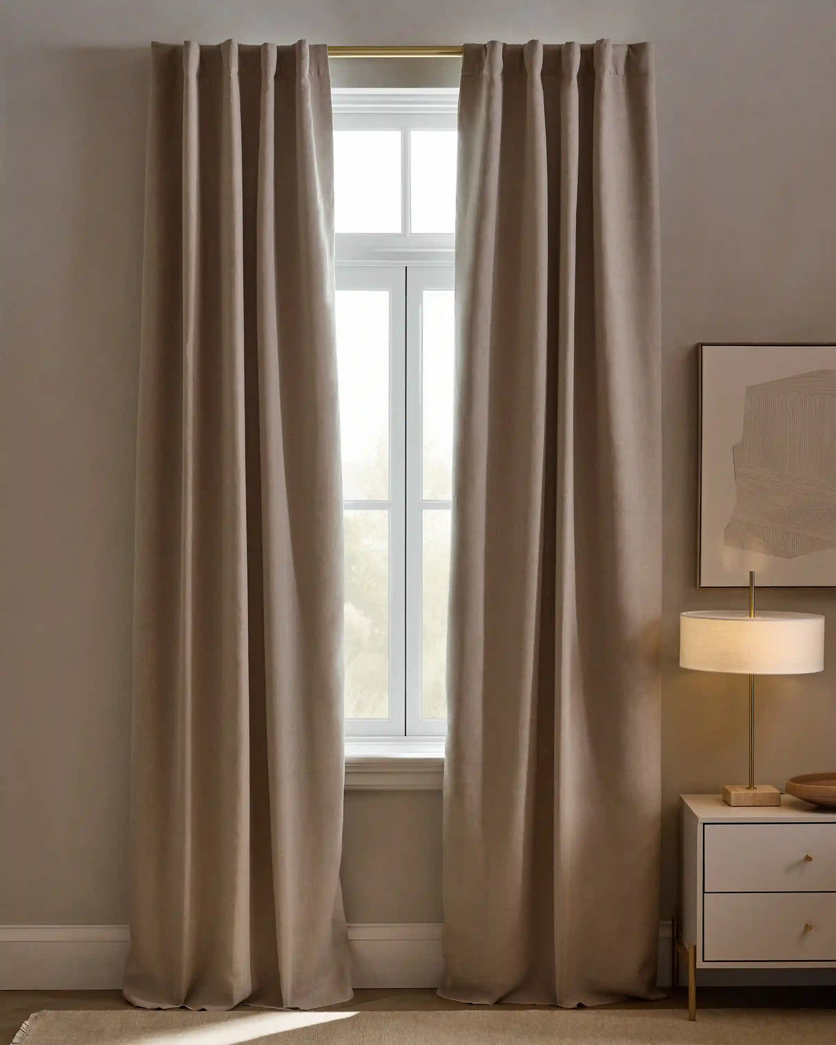 European Linen Room Darkening Curtain - Single Panel