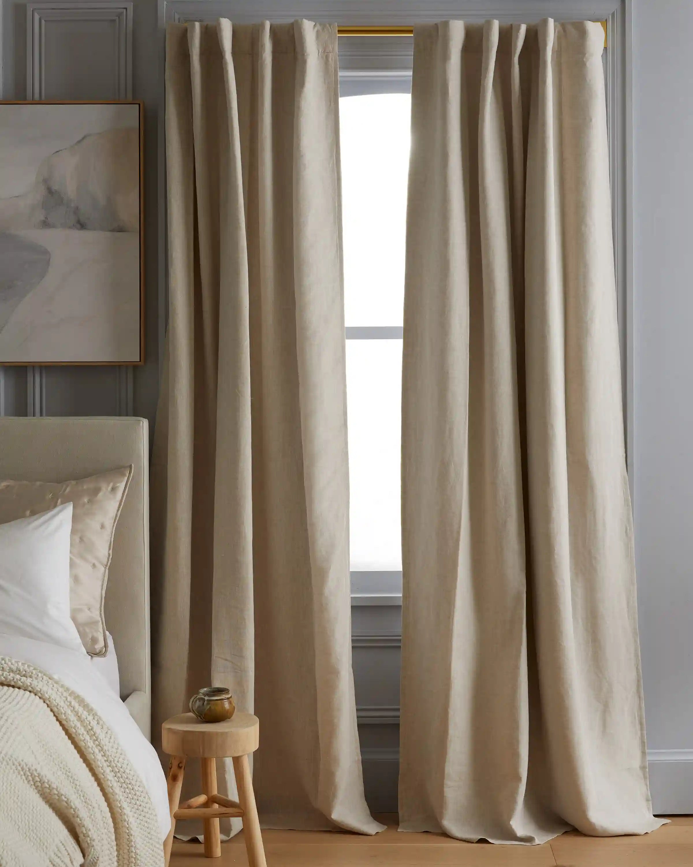 European Linen Room Darkening Curtain - Single Panel