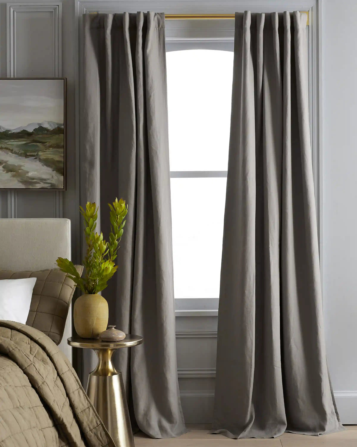European Linen Room Darkening Curtain - Single Panel