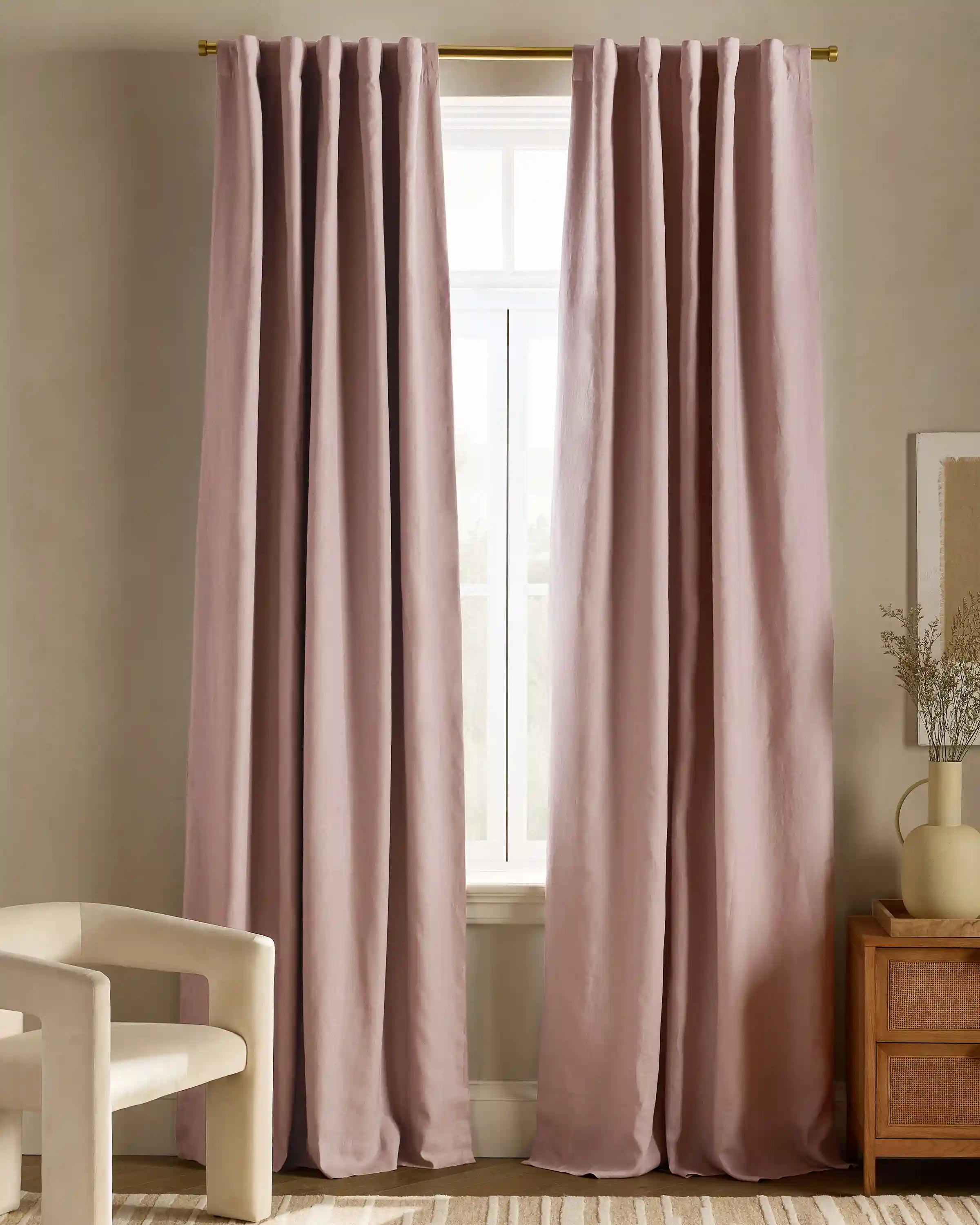 European Linen Room Darkening Curtain - Single Panel
