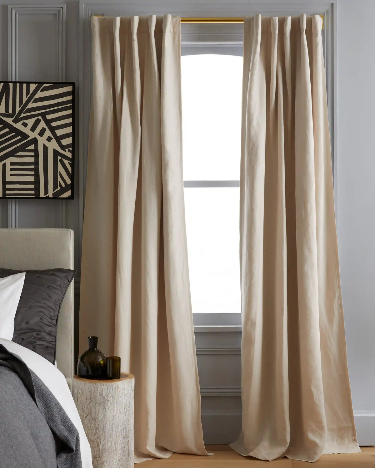 European Linen Room Darkening Curtain - Single Panel